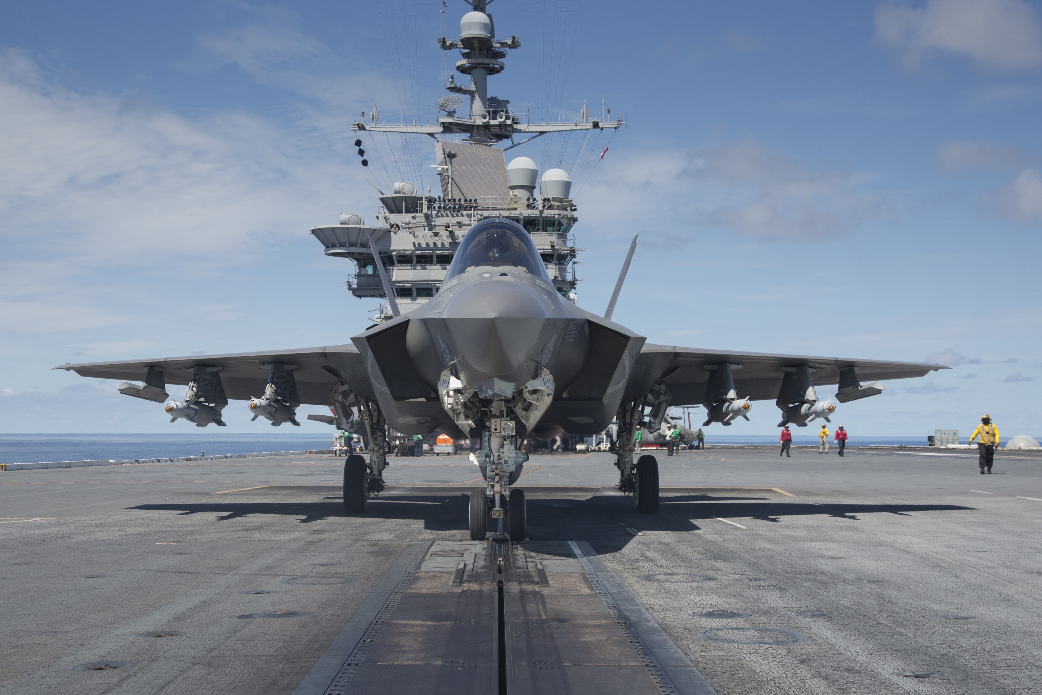 aircraft carrier, military, 2K, F-35 Lightning II, airplane, military aircraft, HD Wallpaper
