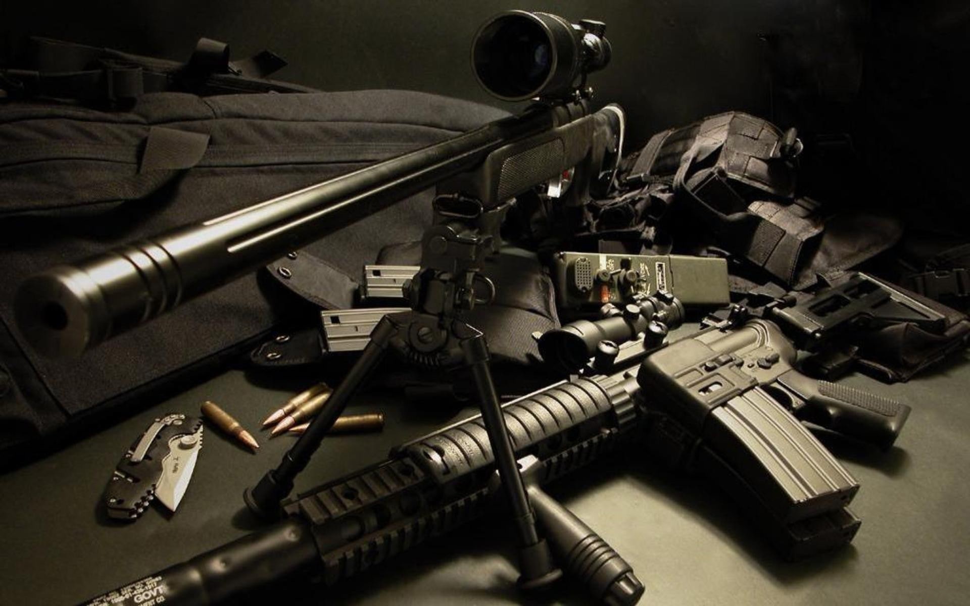 assault, guns, rifle, military, weapons, black, 1080P, HD Wallpaper