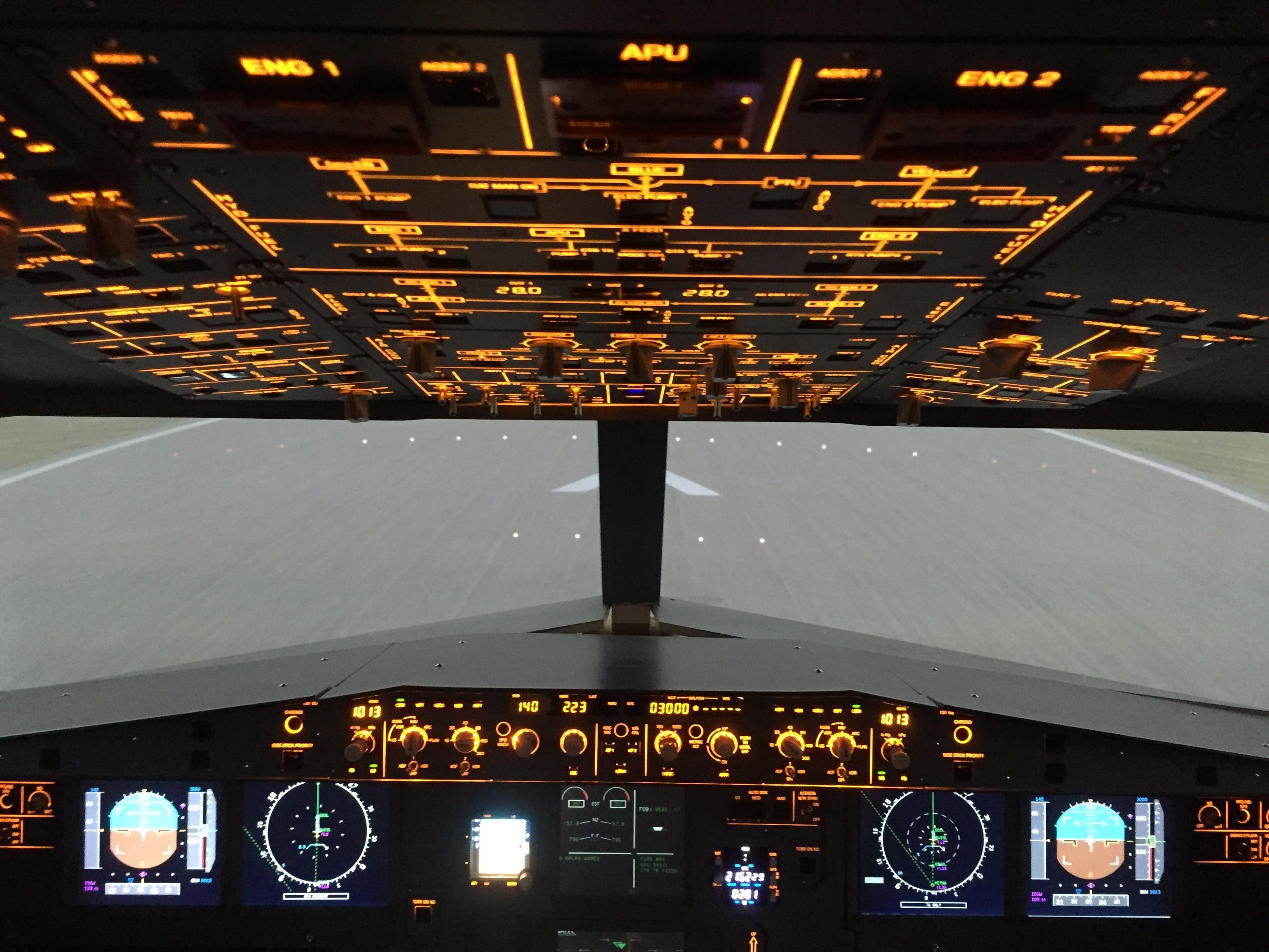 mode of transportation, Overhead, airport runway, technology, no people, meter - instrument of measurement, cockpit, airplane, air vehicle, transportation, HD Wallpaper