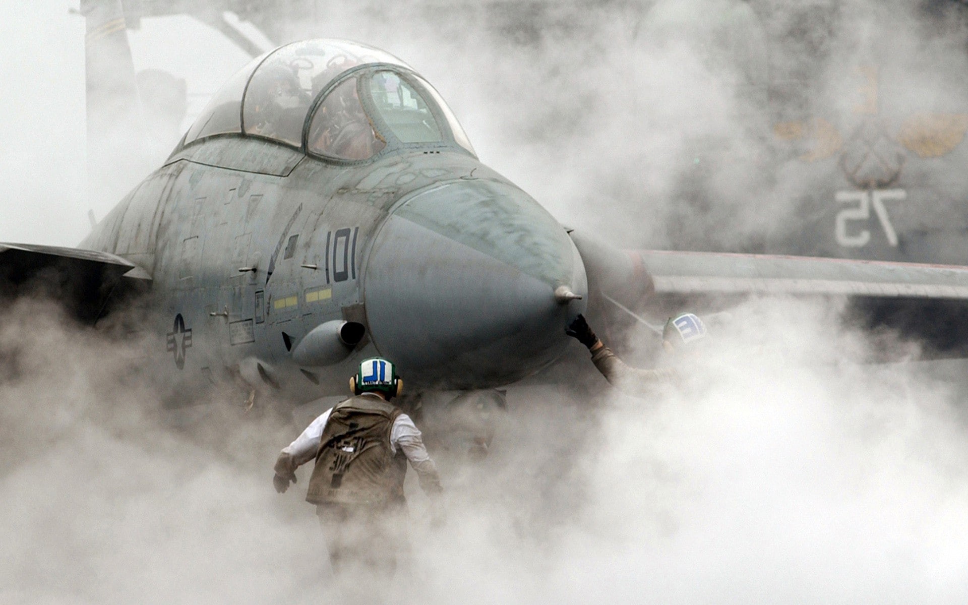 F 14 Tomcat, army, 1080P, airplane, aircraft, air vehicle, airport, smoke - physical structure, pilot, transportation, Jet Fighter, fighter plane, armed forces, HD Wallpaper