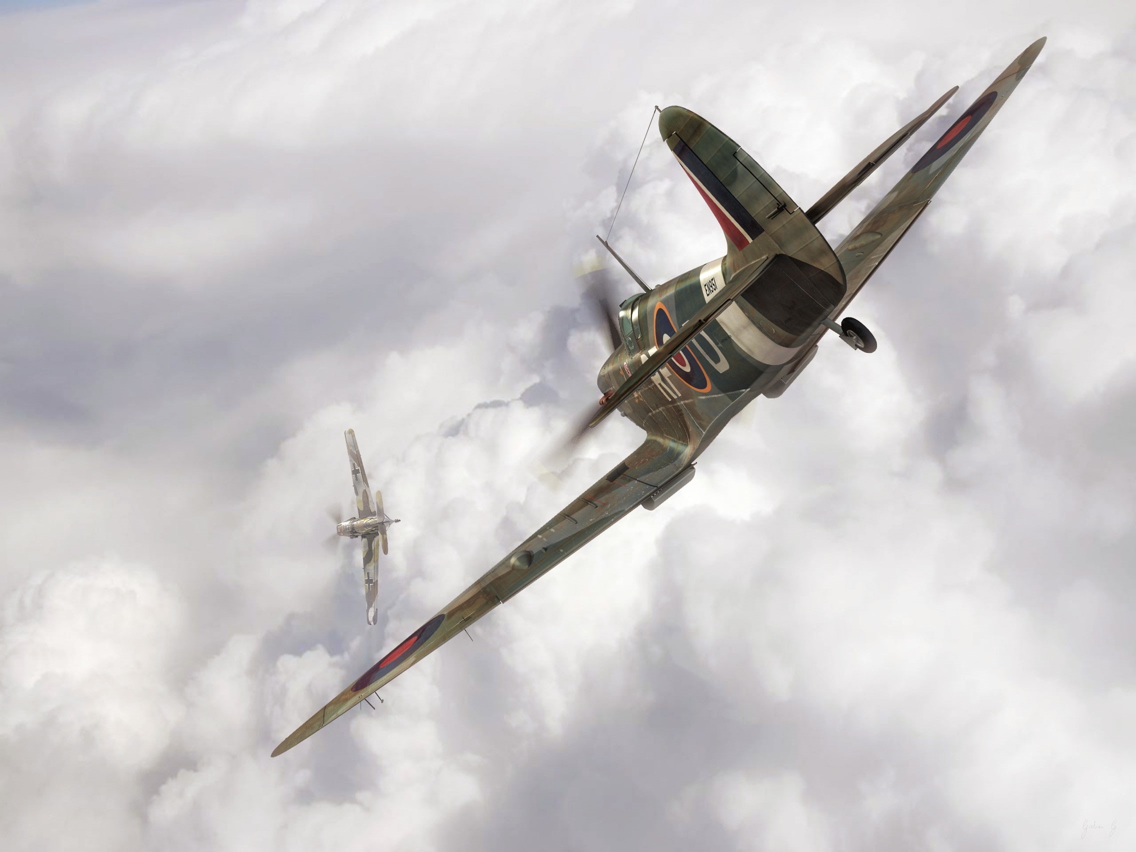flying, travel, mode of transportation, Supermarine Spitfire, Royal Airforce, motion, plane, spitfire, military, mid-air, day, no people, aerospace industry, HD Wallpaper