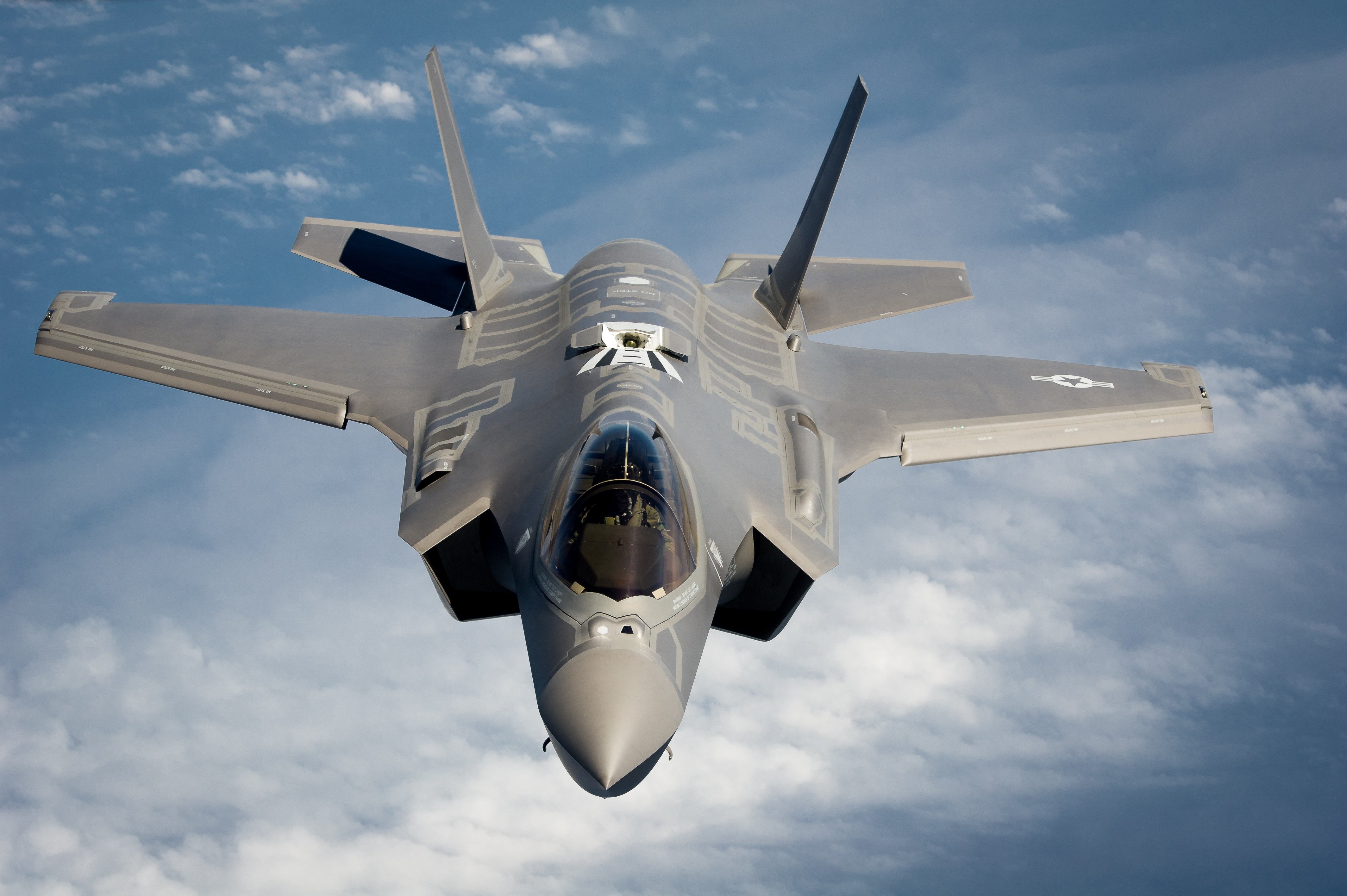 gray, jet, f 35, military, airplane, joint, beige, lightning, 4K, plane, bomber, fighter, HD Wallpaper
