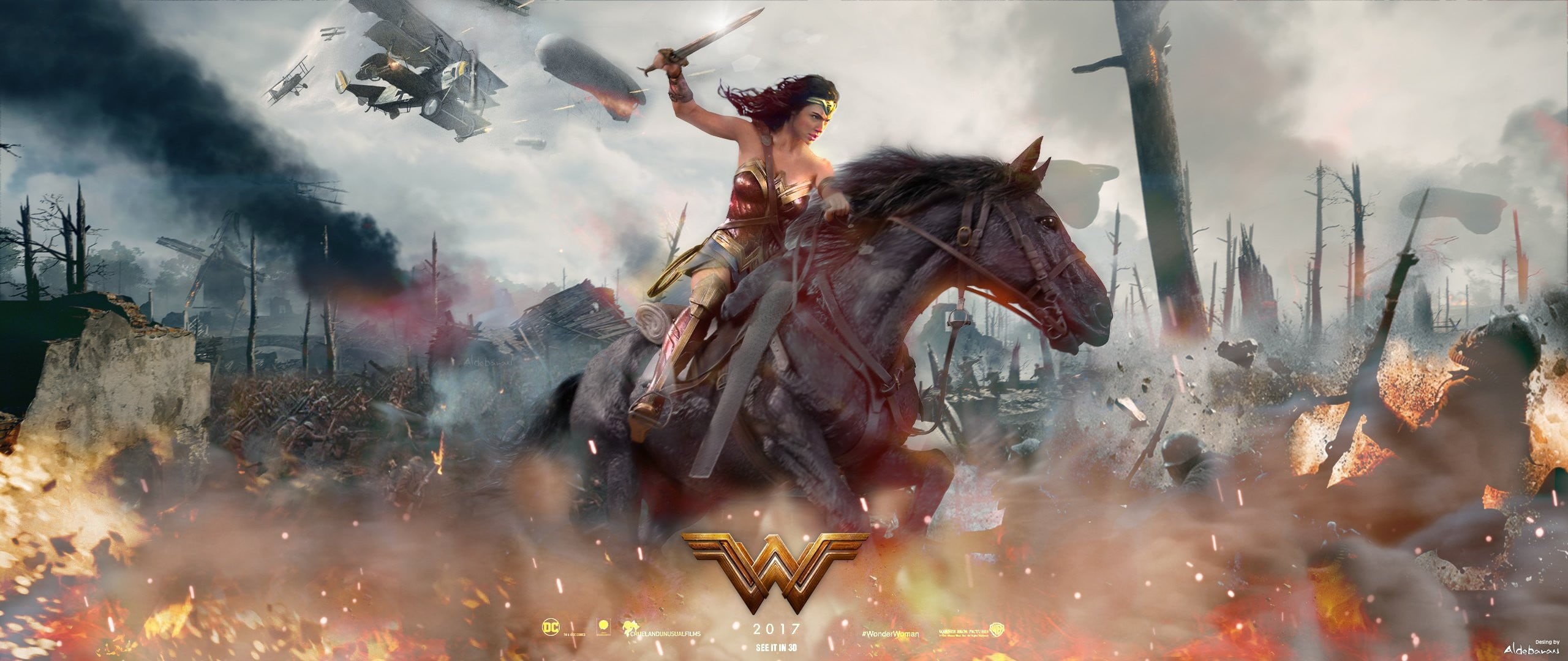 cinema, fantasy, man, 2K, horse, wonder, aggression, festival, deaths, Wonder Woman, fire, motion, communication, celebration, outdoors, arts culture and entertainment, HD Wallpaper