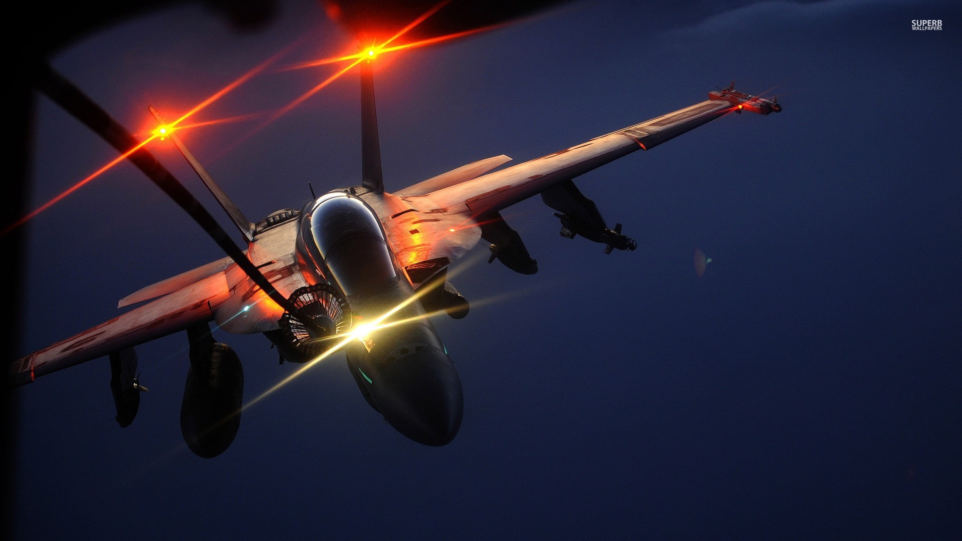 1080P, military, FA-18 Hornet, airplane, jet fighter, McDonnell Douglas FA-18 Hornet, Aerial refueling, HD Wallpaper