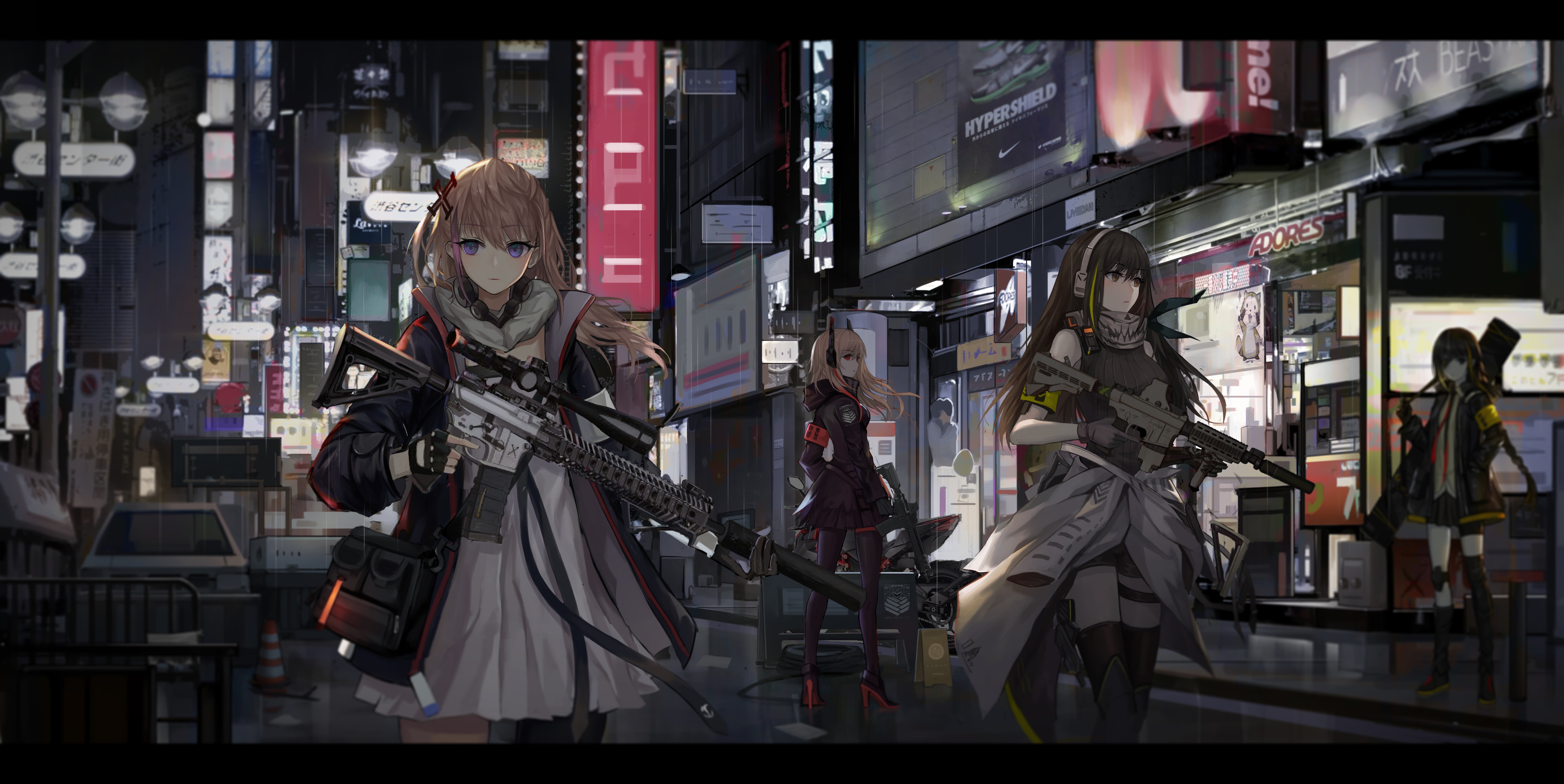 sketch (artist), AR15 (Girls Frontline), Girl With Weapon, anime, m16a1 (Girls Frontline), Girls Frontline, m4a1 (girls frontline), M4 SOPMOD II (Girls Frontline), HD Wallpaper