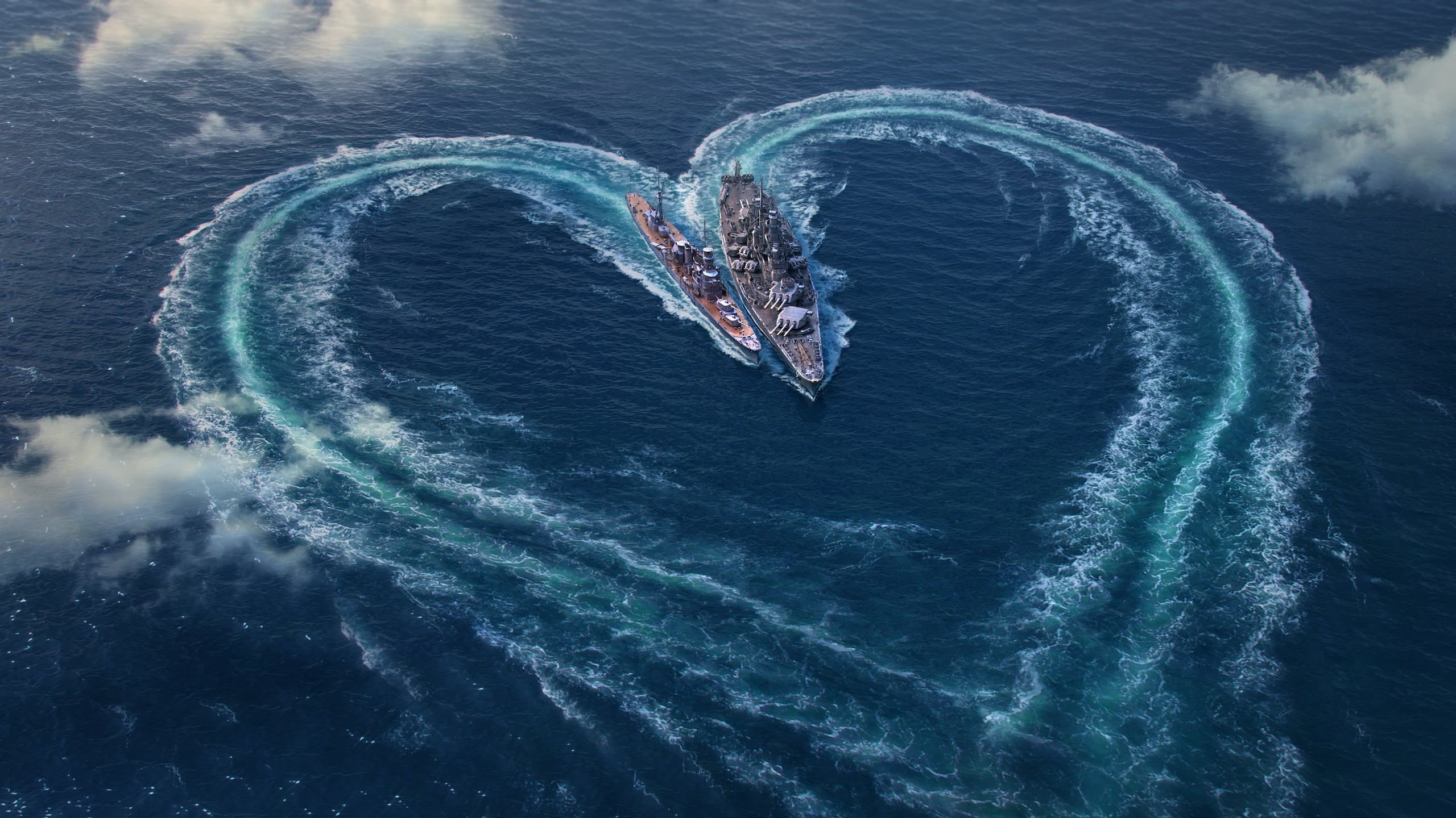 sea, nature, motion, beauty in nature, wave pattern, 2K, black, nautical vessel, on the move, wake - water, day, travel, speed, ship, high angle view, HD Wallpaper