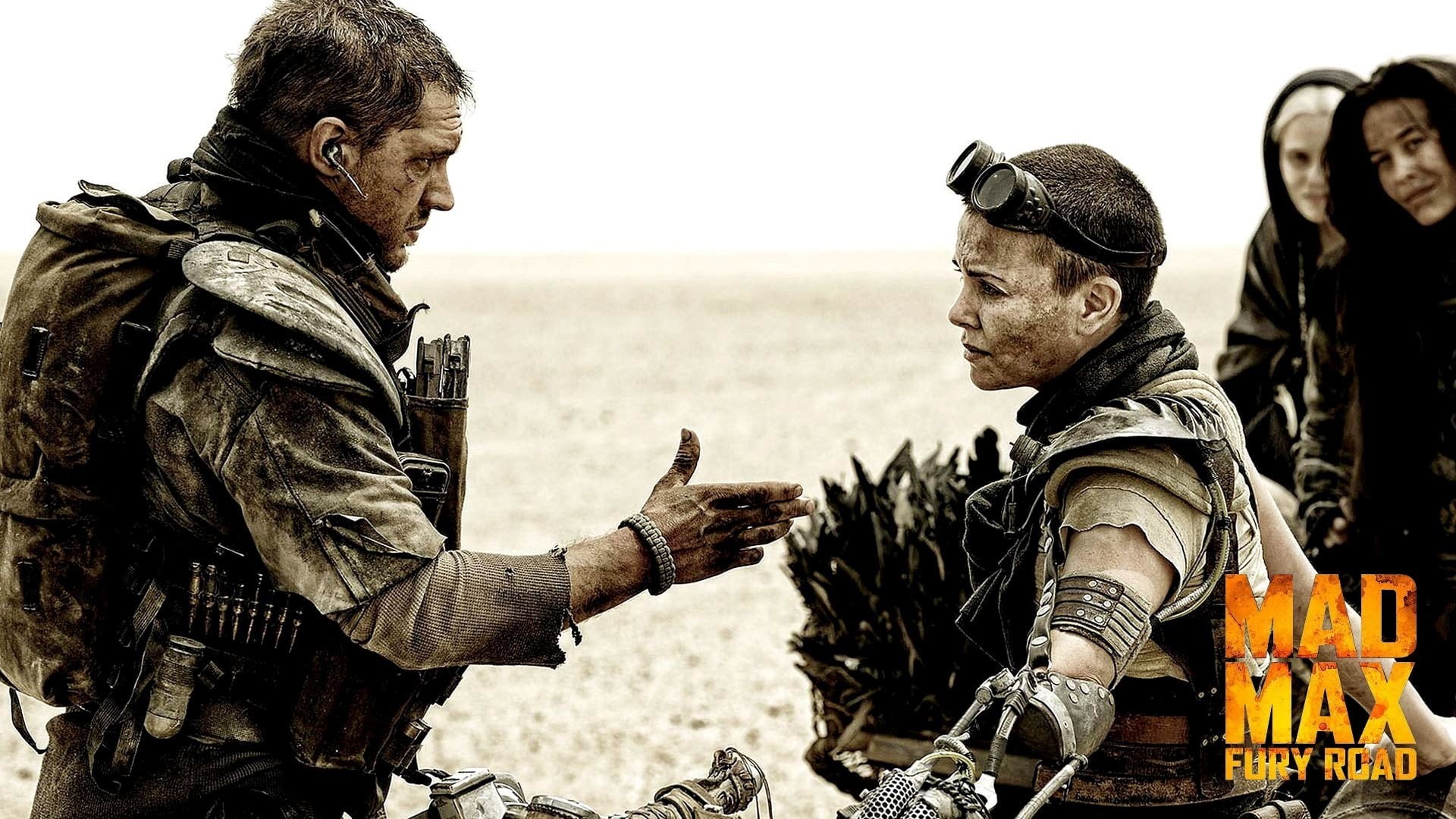 fury, movies, land, Mad Max, water, sky, mature men, mature adult, two people, poster, mad, holding, people, side view, adult, day, standing, road, 1080P, HD Wallpaper
