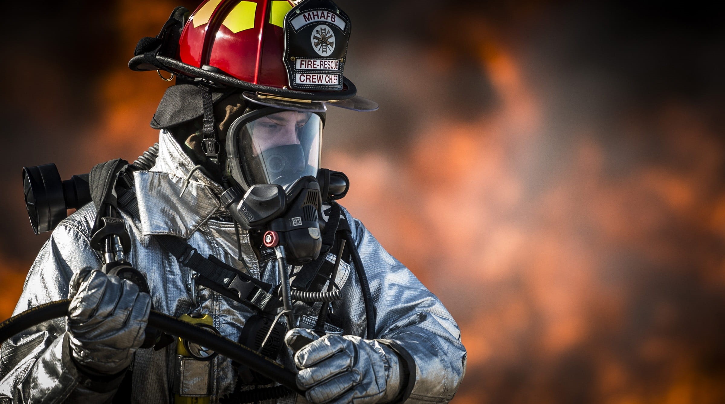 weapon, fighter, training, 1080P, closeup, photo, people, firefighter, government, sign, adult, occupation, hot, equipment, uniform, rescue worker, rescue, HD Wallpaper