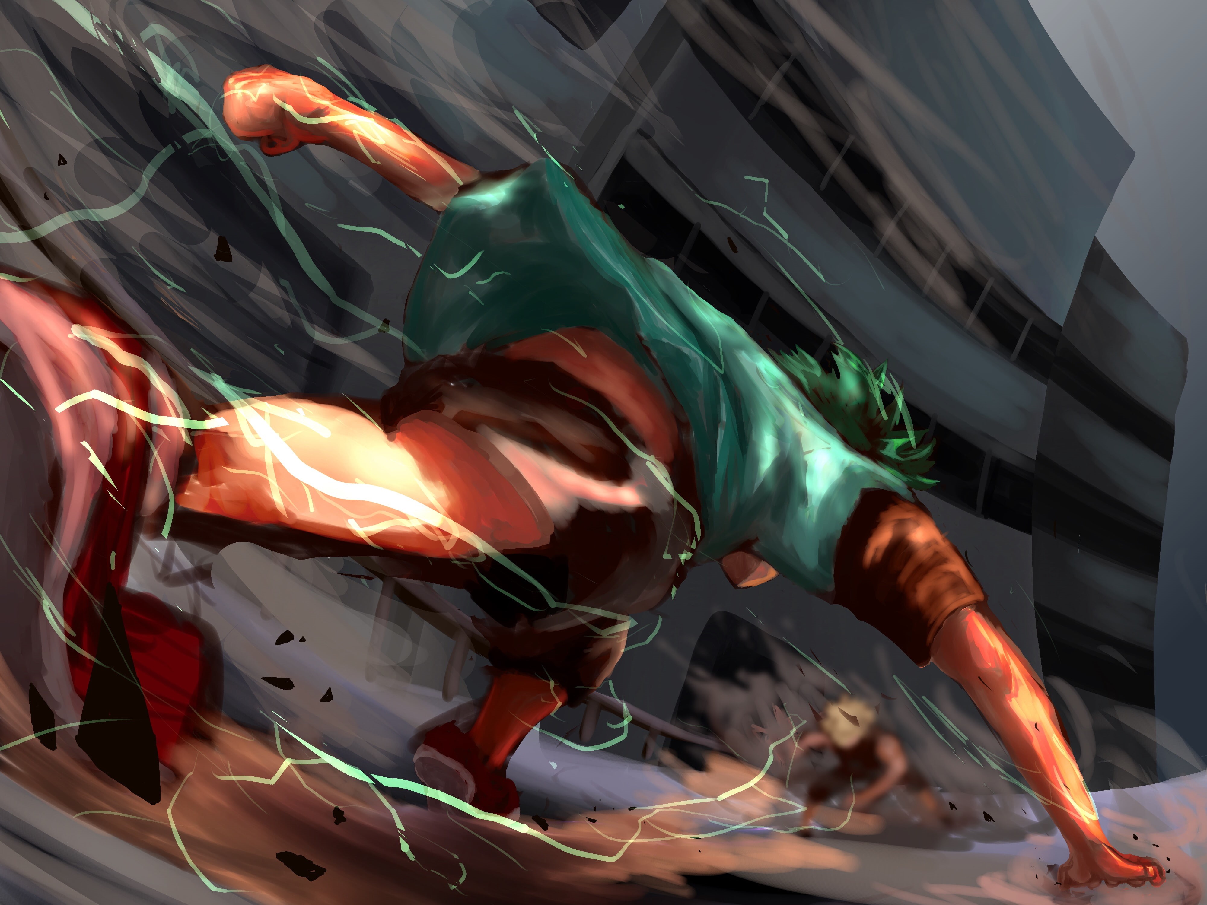 Katsuki Bakugou, 4K, Anime, My Hero Academia, Izuku Midoriya, HD Wallpaper