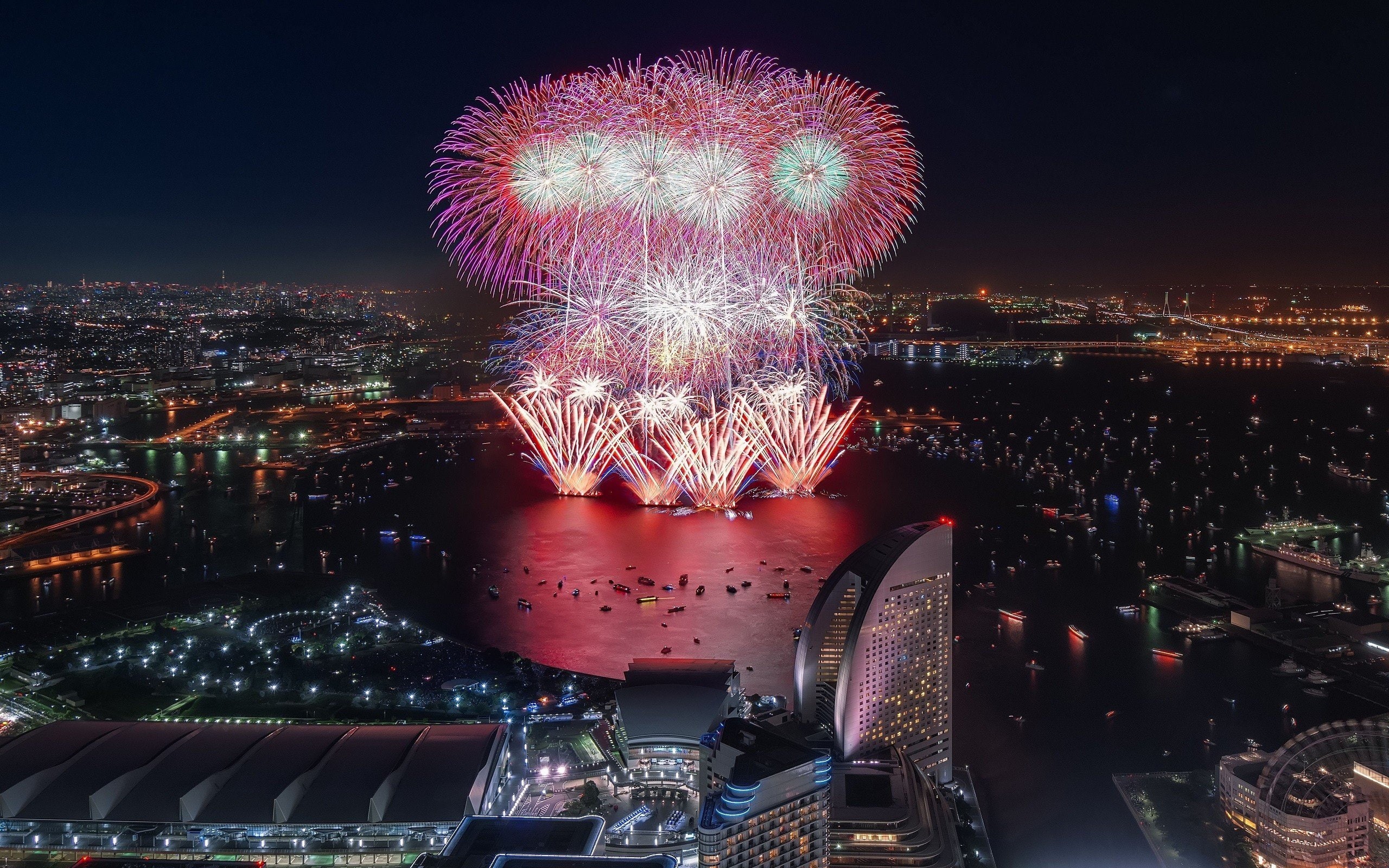 2560x1600 px, Cityscape, anime, japan, hd, night, fireworks, art, City, x, 2K, px, HD Wallpaper
