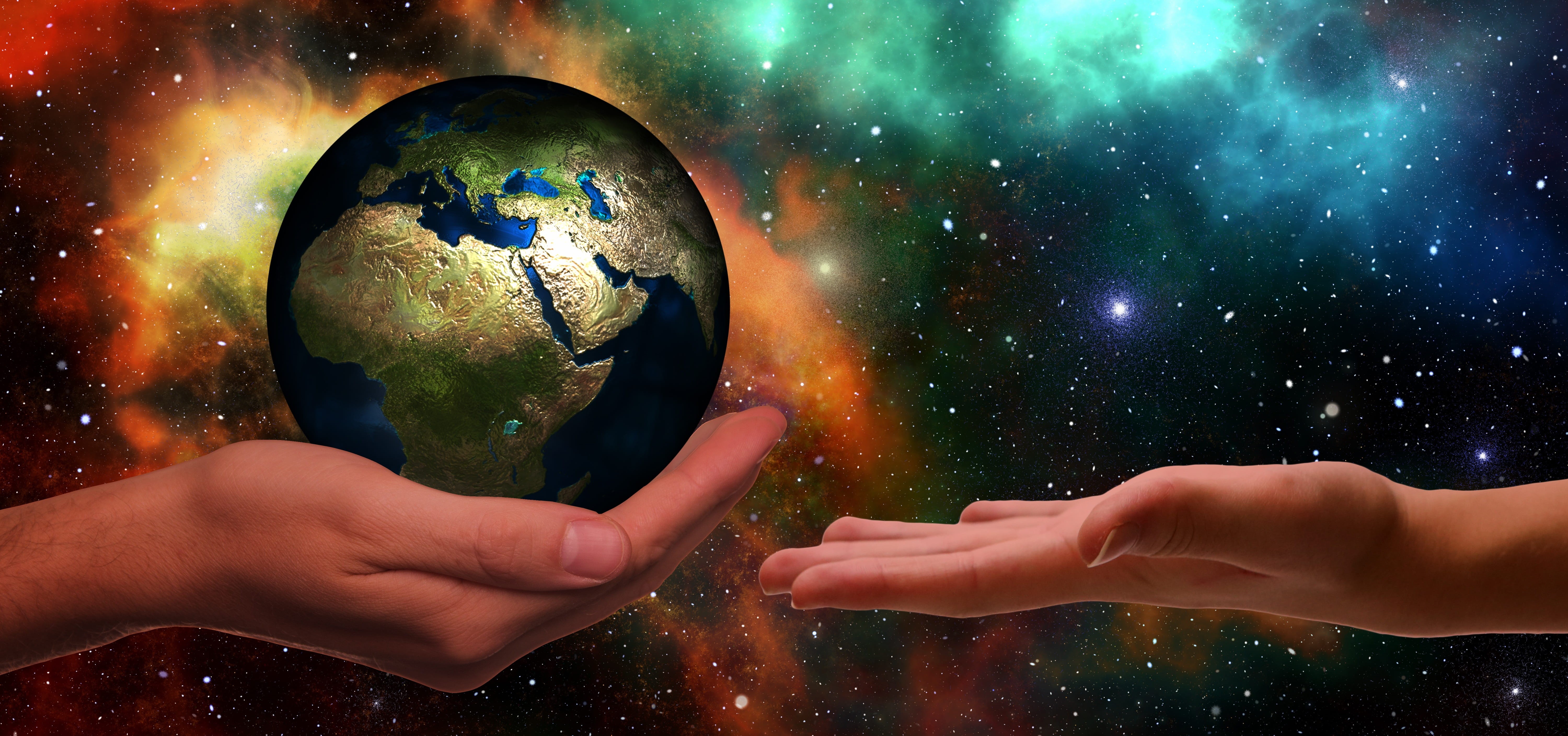 live, hand, descendants, climate protection, planet earth, responsibility, human body part, night, hands, human limb, habitat, sphere, togetherness, nature, HD Wallpaper
