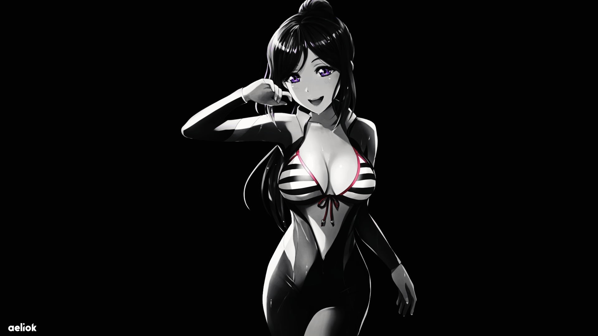 Japan, summer, anime, anime girls, Lewd, 1080P, simple background, HD Wallpaper