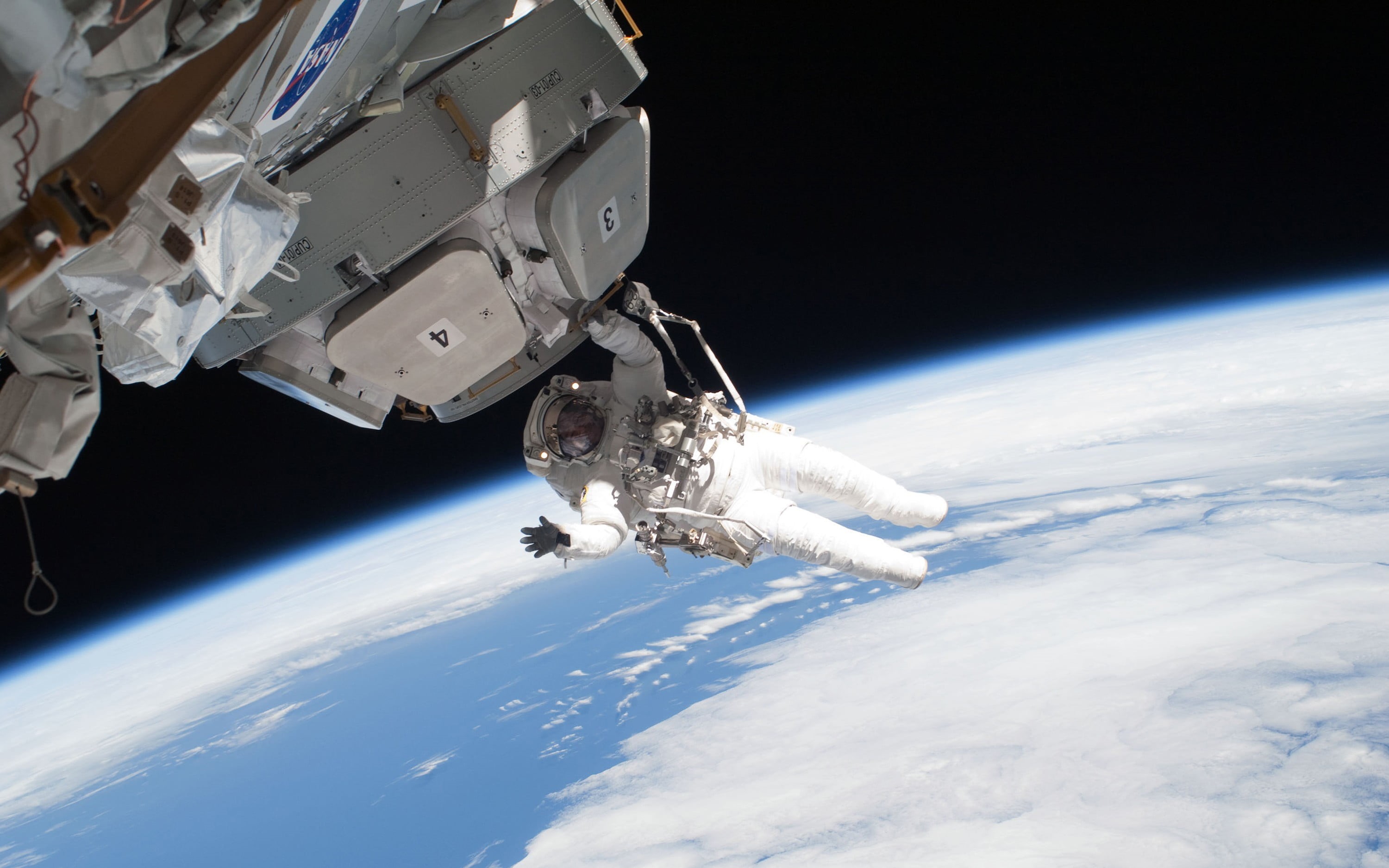 NASA, Earth, sky, nature, digital composite, space, space exploration, mode of transportation, robot, no people, International Space Station, cloud - sky, HD Wallpaper