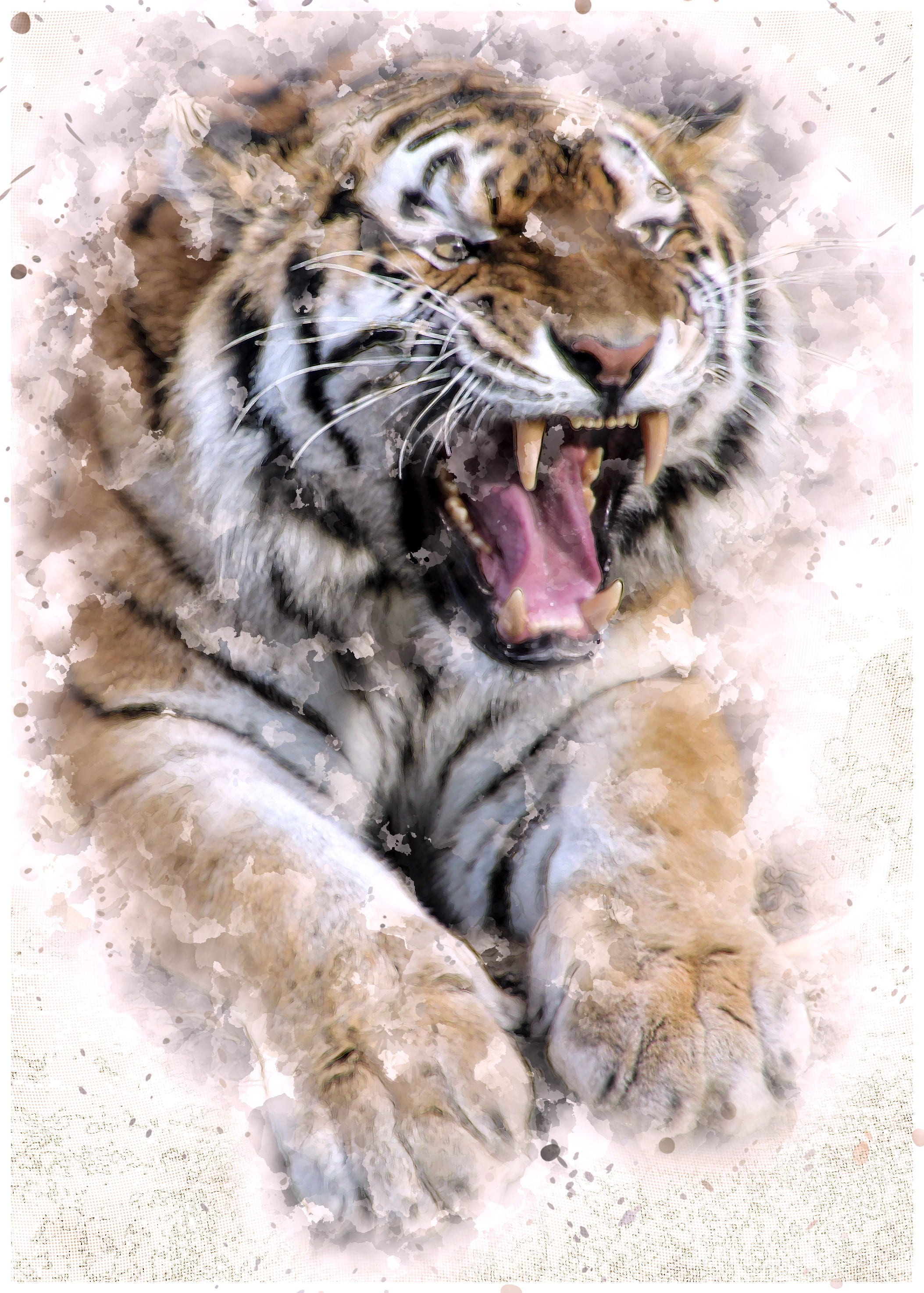 wildlife, animal wildlife, digital painting, danger, wild, animal teeth, tooth, animal themes, mouth open, digital manipulation, animal body part, domestic animals, Phone HD Wallpaper