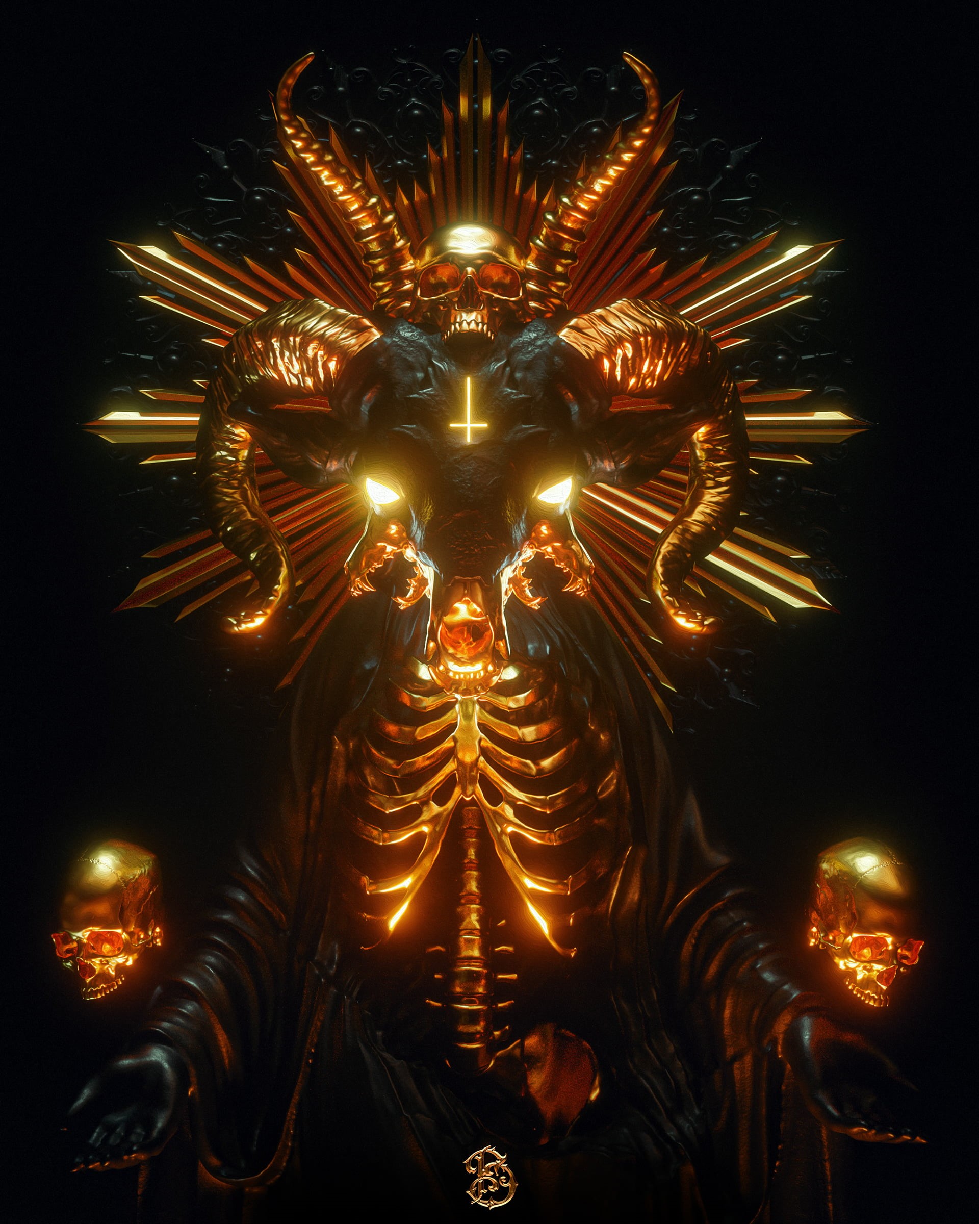 1080P, black background, skull, billelis, Phone HD Wallpaper