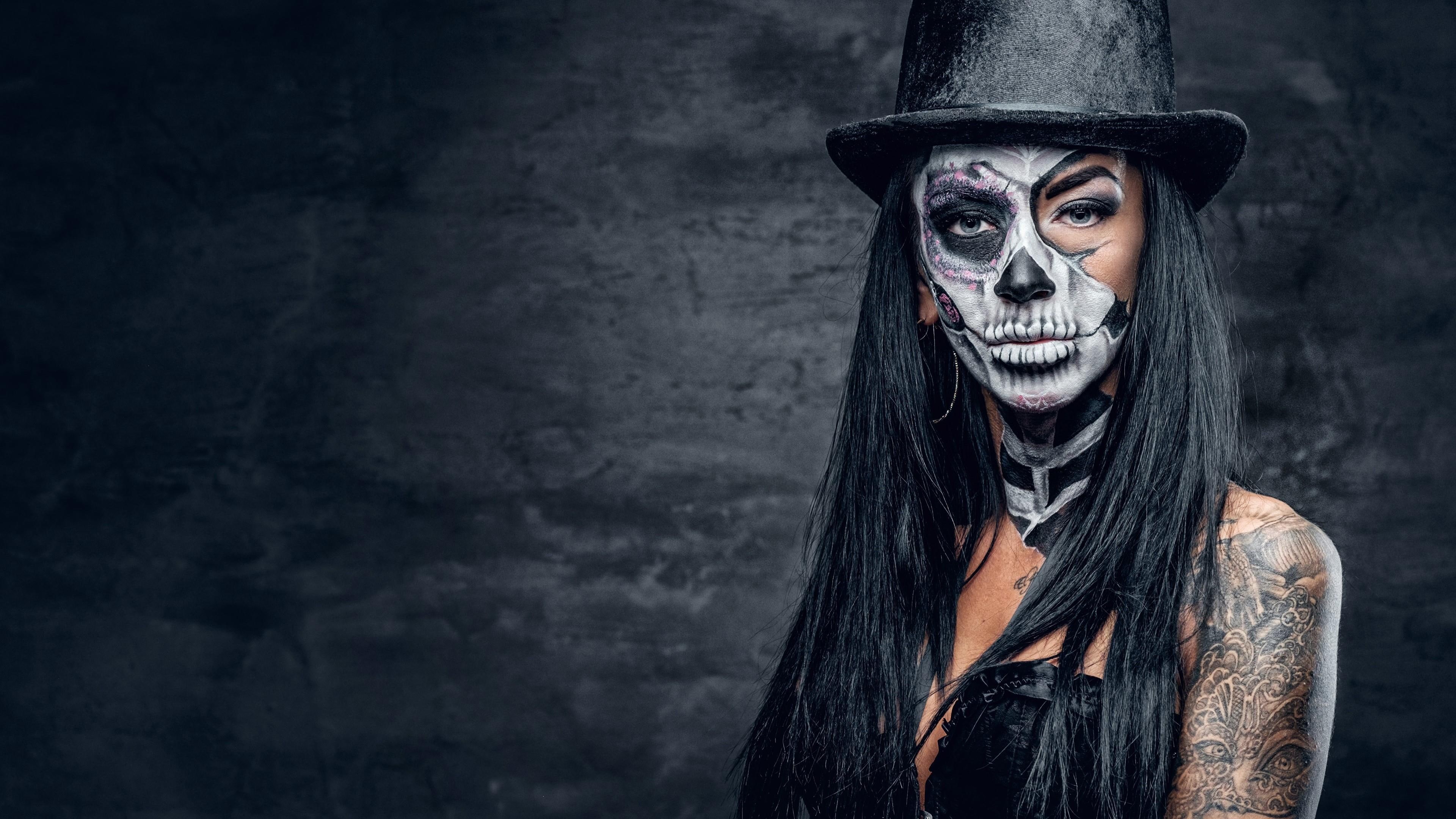 skull, day of the dead, sugar skull, dead, 4K, makeup, halloween, mexican, HD Wallpaper