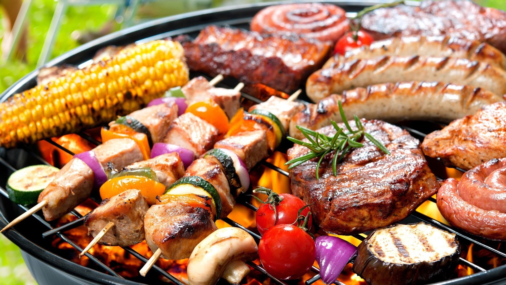 barbecue, grilled food, grilling, animal source foods, shashlik, meat, kebab, mixed grill, grillades, cuisine, 1080P, skewer, food, roasting, HD Wallpaper