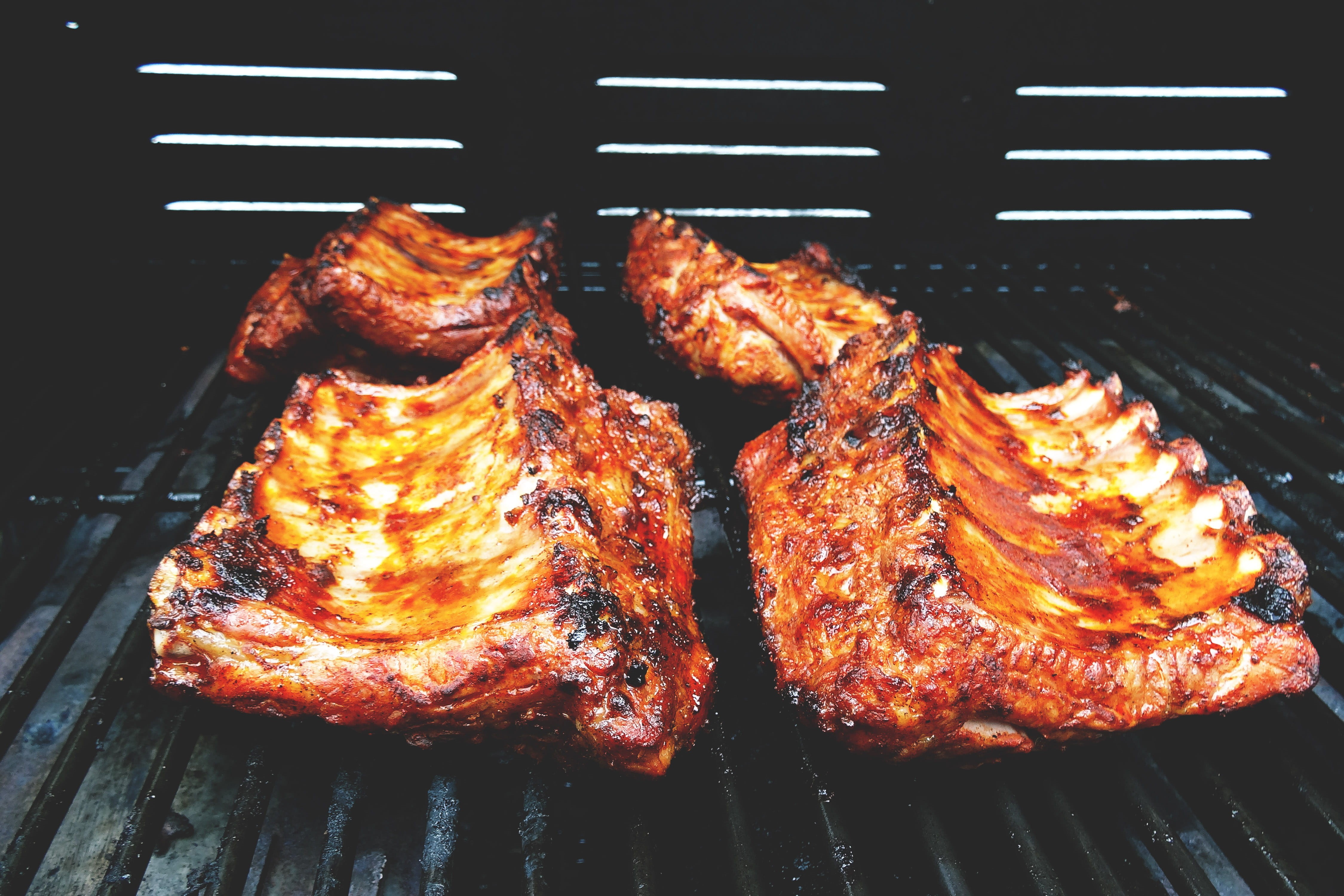 gourmet, fire - Natural Phenomenon, temptation, high angle view, pork, dinner, preparing food, flame, indoors, food/Drink, food and drink, barbecue, cooking, HD Wallpaper
