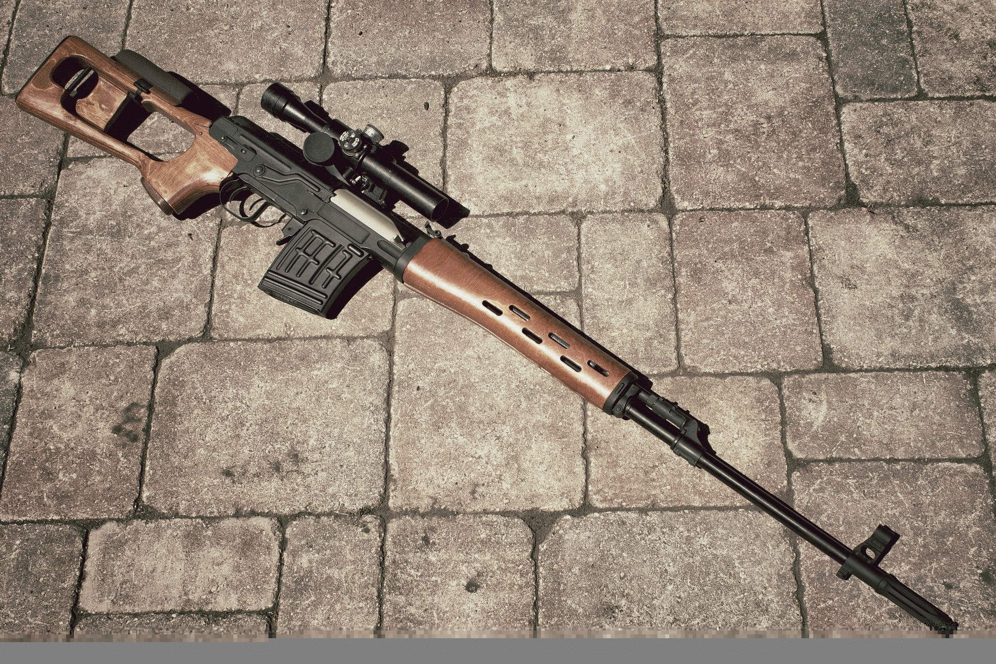 sign, social issues, 1080P, gun, black, weapon, no people, paving stone, footpath, still life, wall - building feature, security, day, rifle, sight, aggression, HD Wallpaper