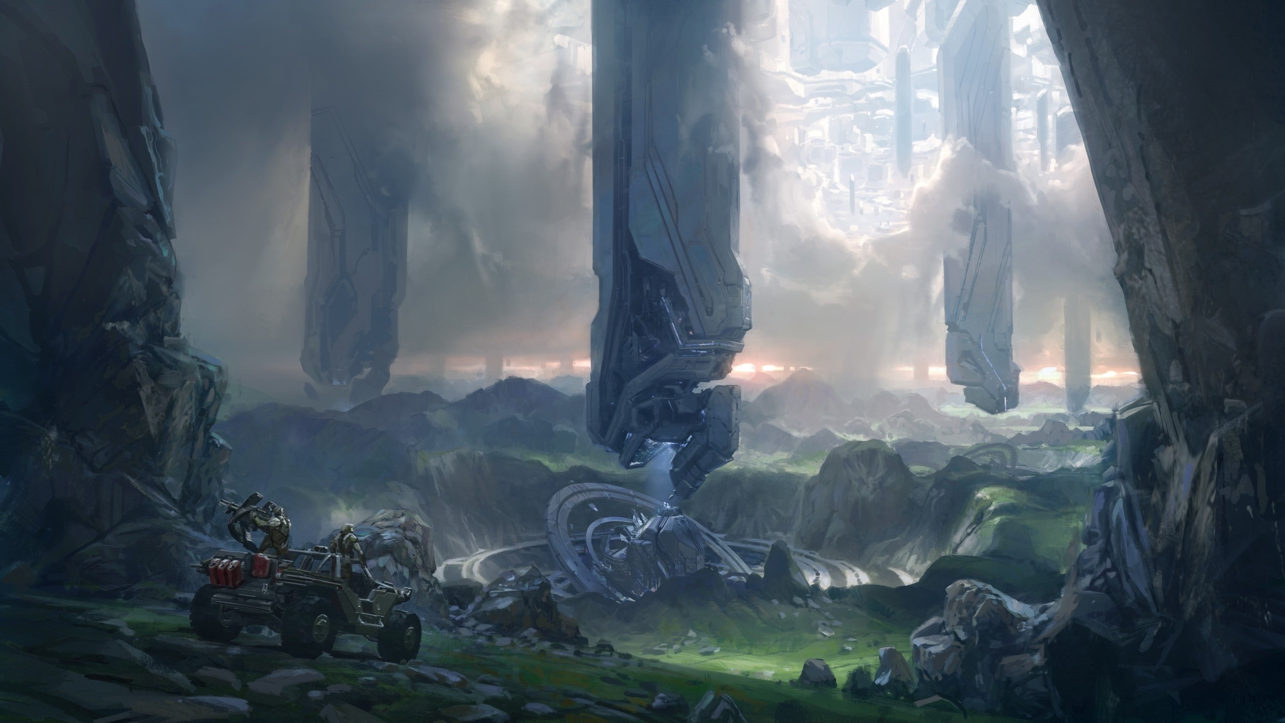 forerunner, games, concept, art, halo, wallpa, warthog, video, digital, Video Games, artwork, x, 2K, Futuristic, hd, HD Wallpaper