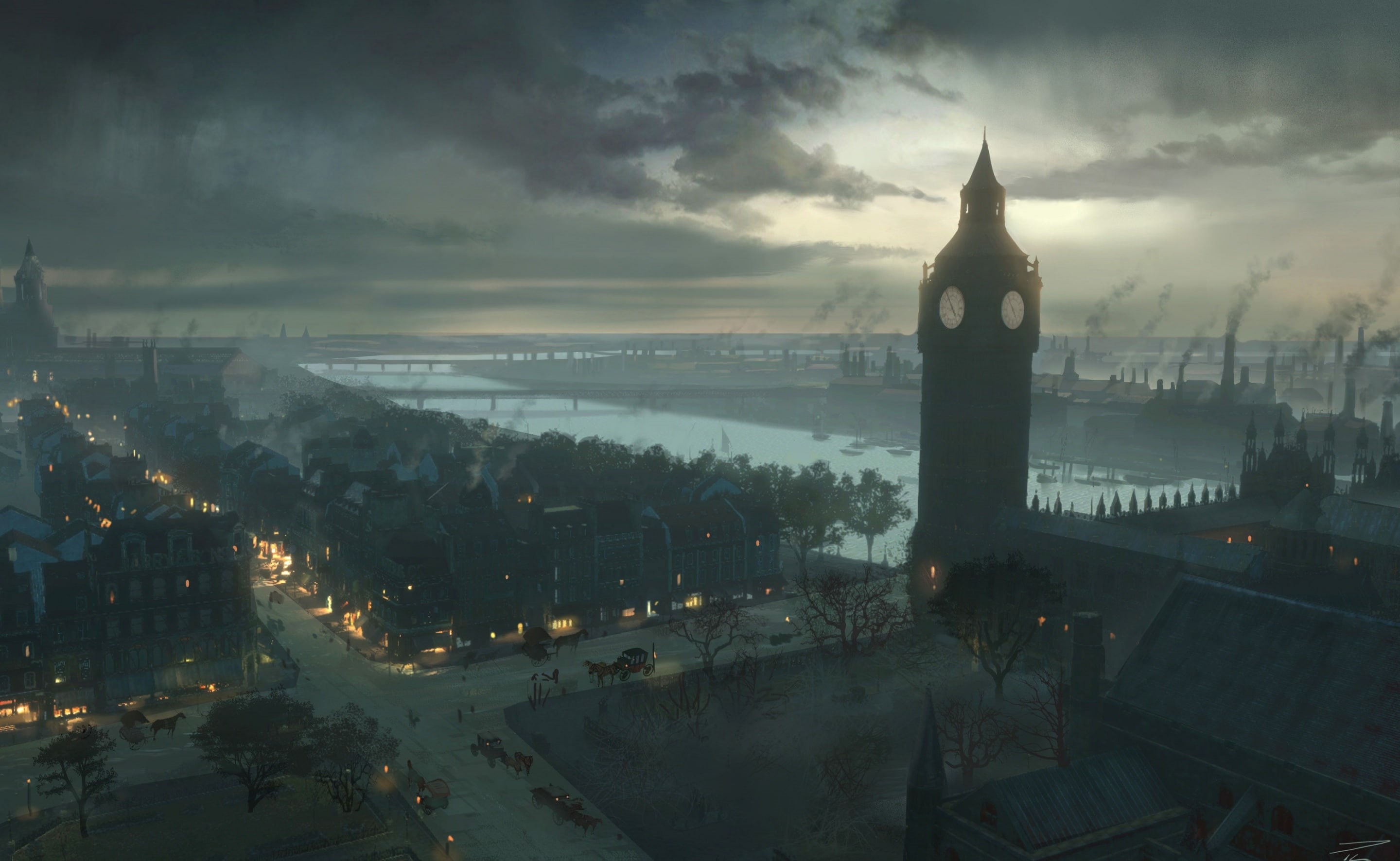 nature, building exterior, Games, city, cloud - sky, no people, London, building, creed, water, 2K, outdoors, high angle view, 1868, big, Game, cityscape, HD Wallpaper