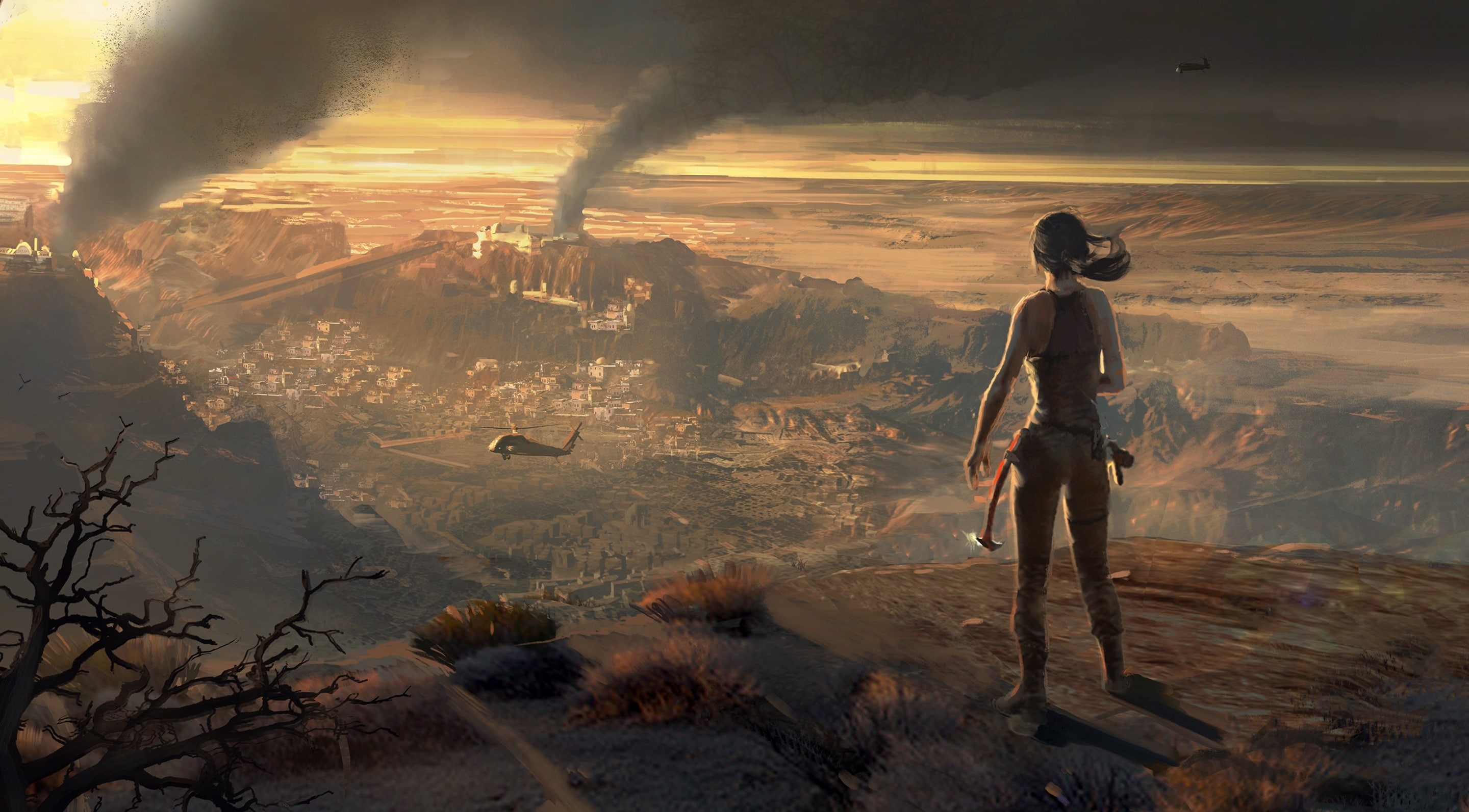 water, conceptart, men, outdoors, 2K, Game, scenics - nature, Journey, ThirdPerson, RiseoftheTomb Raider, videogame, beauty in nature, looking at view, HD Wallpaper