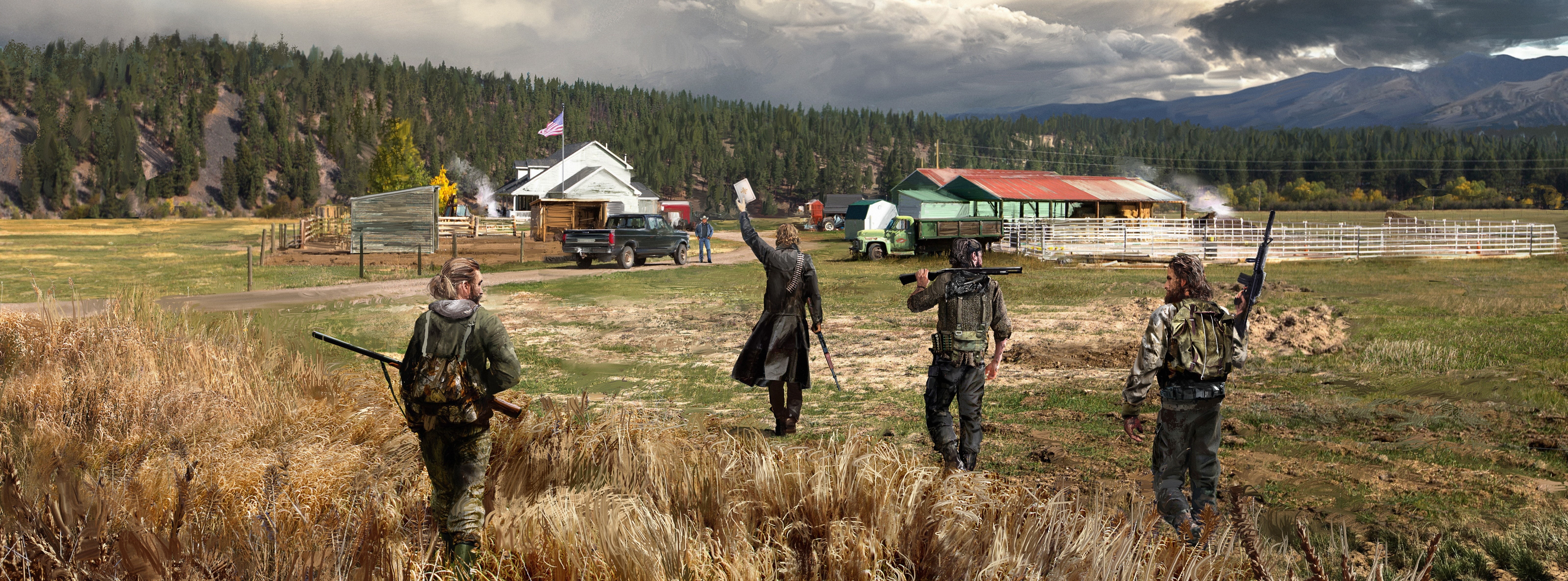 concept, 5K, Game, Nature, 2018, mountain, cry, videogame, architecture, HopeCounty, scenics - nature, unitedstates, far, weapon, adult, Shooter, government, HD Wallpaper