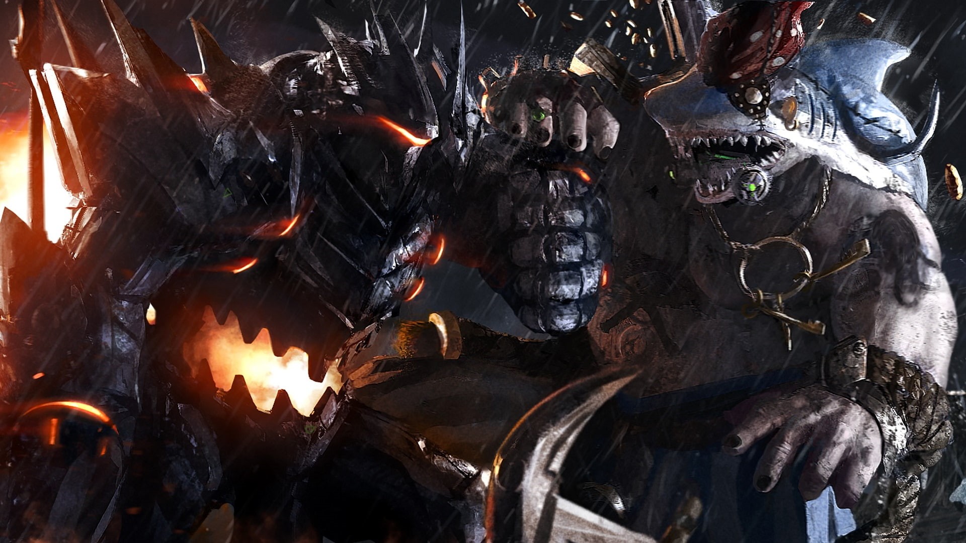 1080P, Roadhog (Overwatch), digital art, video games, Overwatch, Reinhardt (Overwatch), artwork, HD Wallpaper