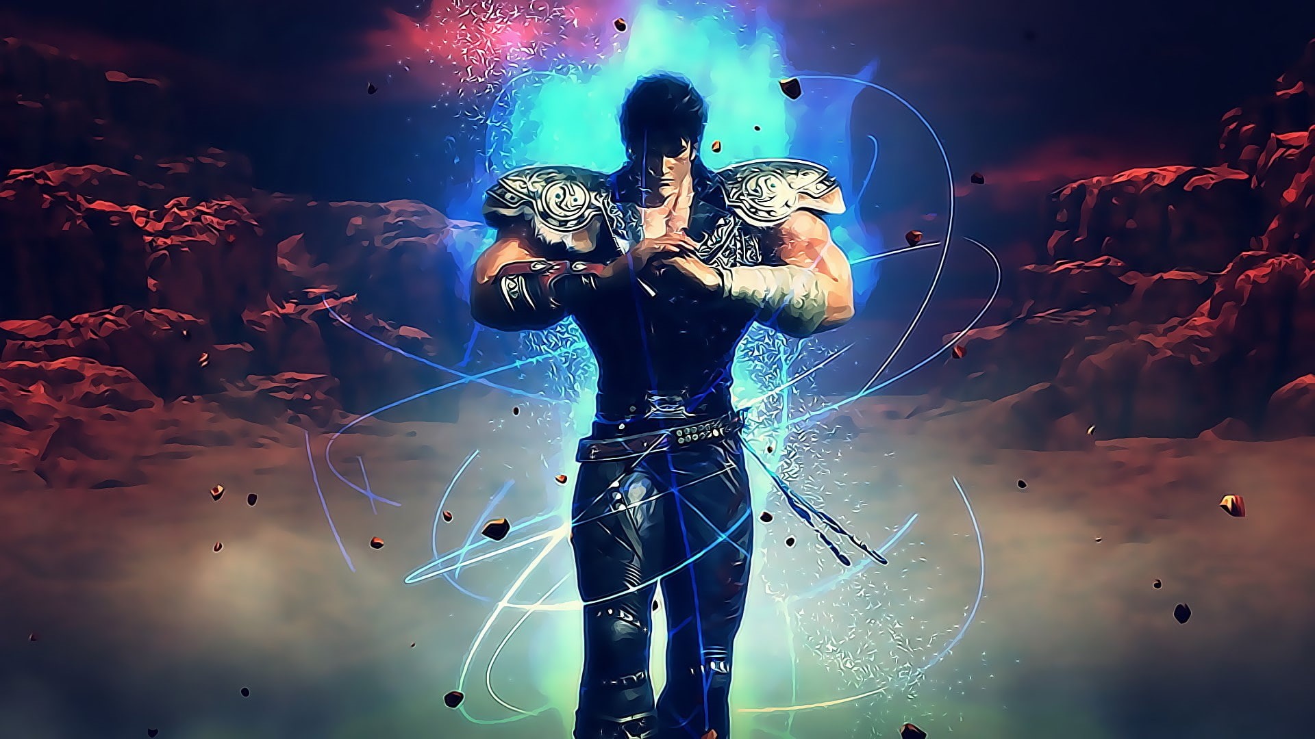 anime, lifestyles, stage, nature, short hair, people, arts culture and entertainment, water, leisure activity, light, black hair, illuminated, kenshiro, HD Wallpaper
