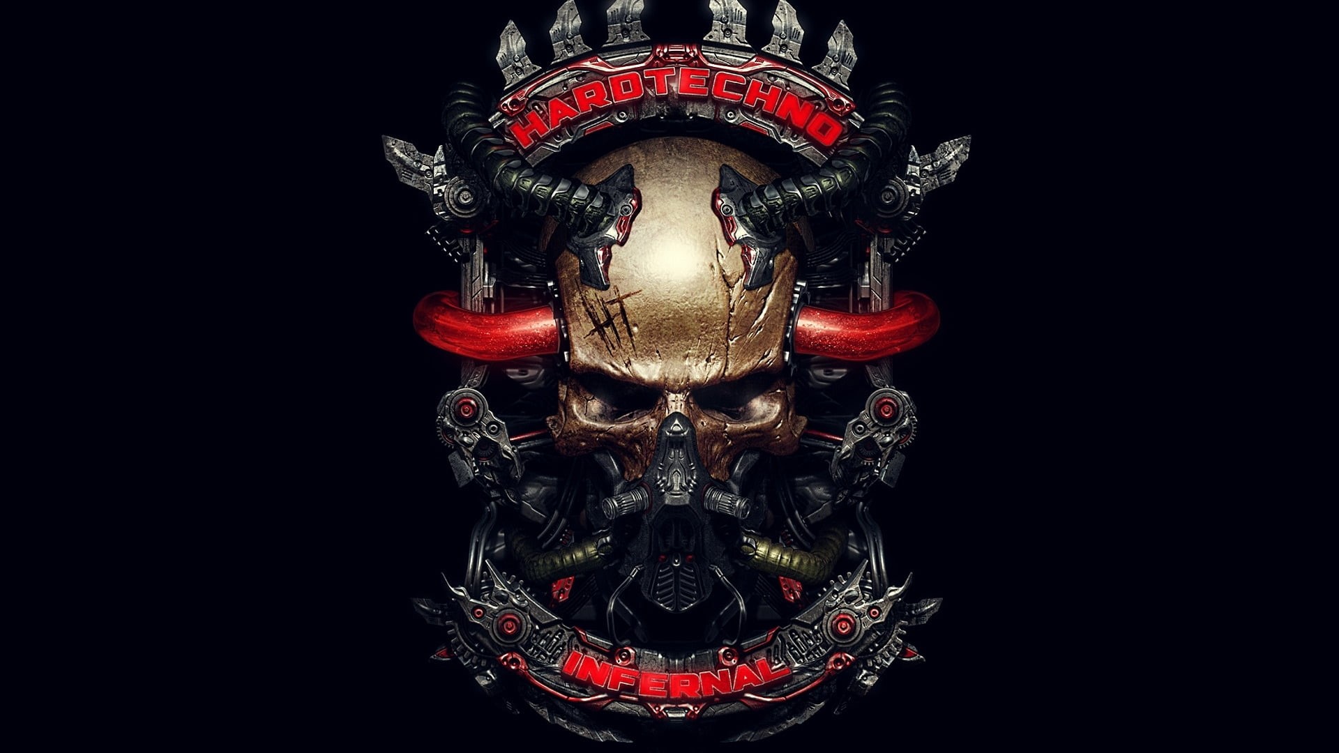 indoors, sake, red, art and craft, gold, animal wildlife, black background, ornate, Hardtechno, cut out, metallic, skull, animal body part, human representation, HD Wallpaper