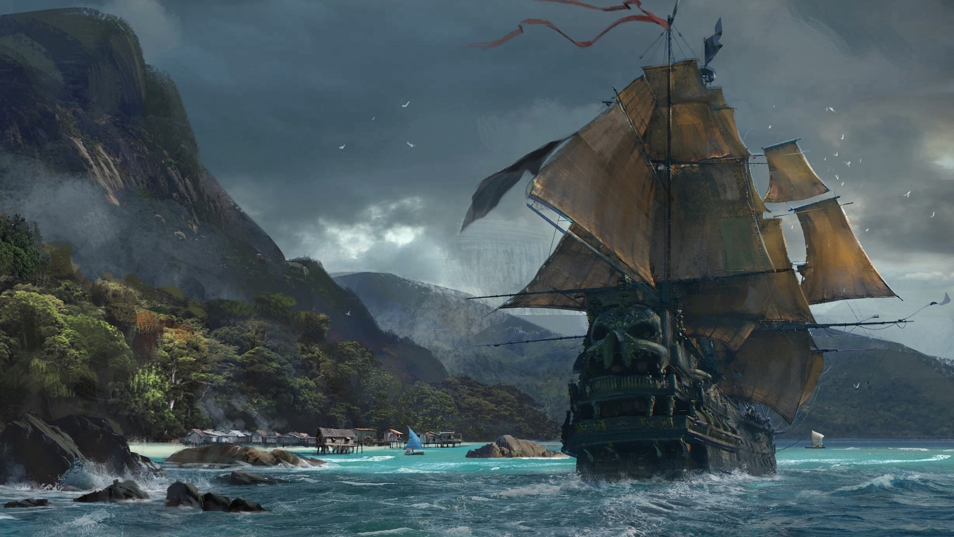 Skull and Bones, 1080P, ship, sea, island, video games, HD Wallpaper