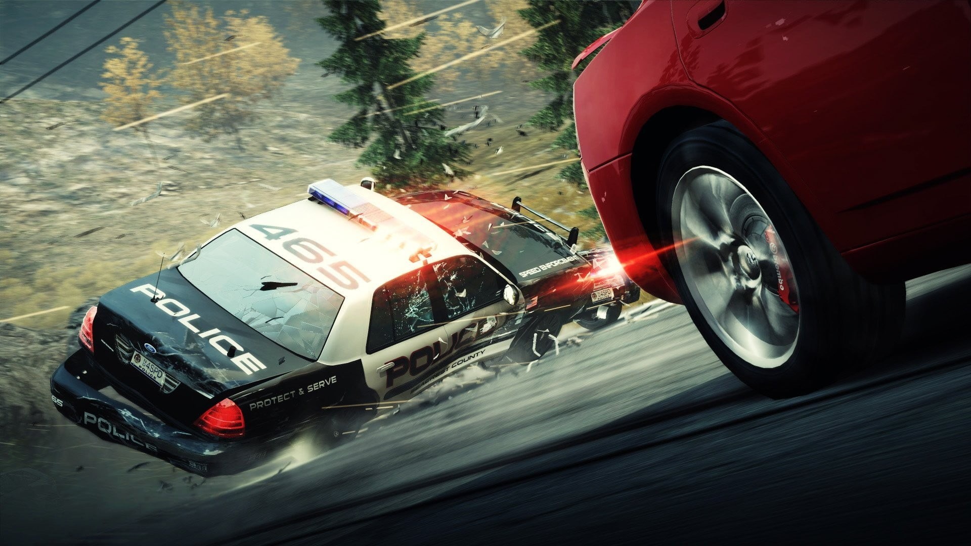 city, illustration, travel, mode of transportation, blurred motion, tire, red, video games, outdoors, on the move, black, white, car, motor vehicle, Need for Speed: Hot Pursuit, HD Wallpaper