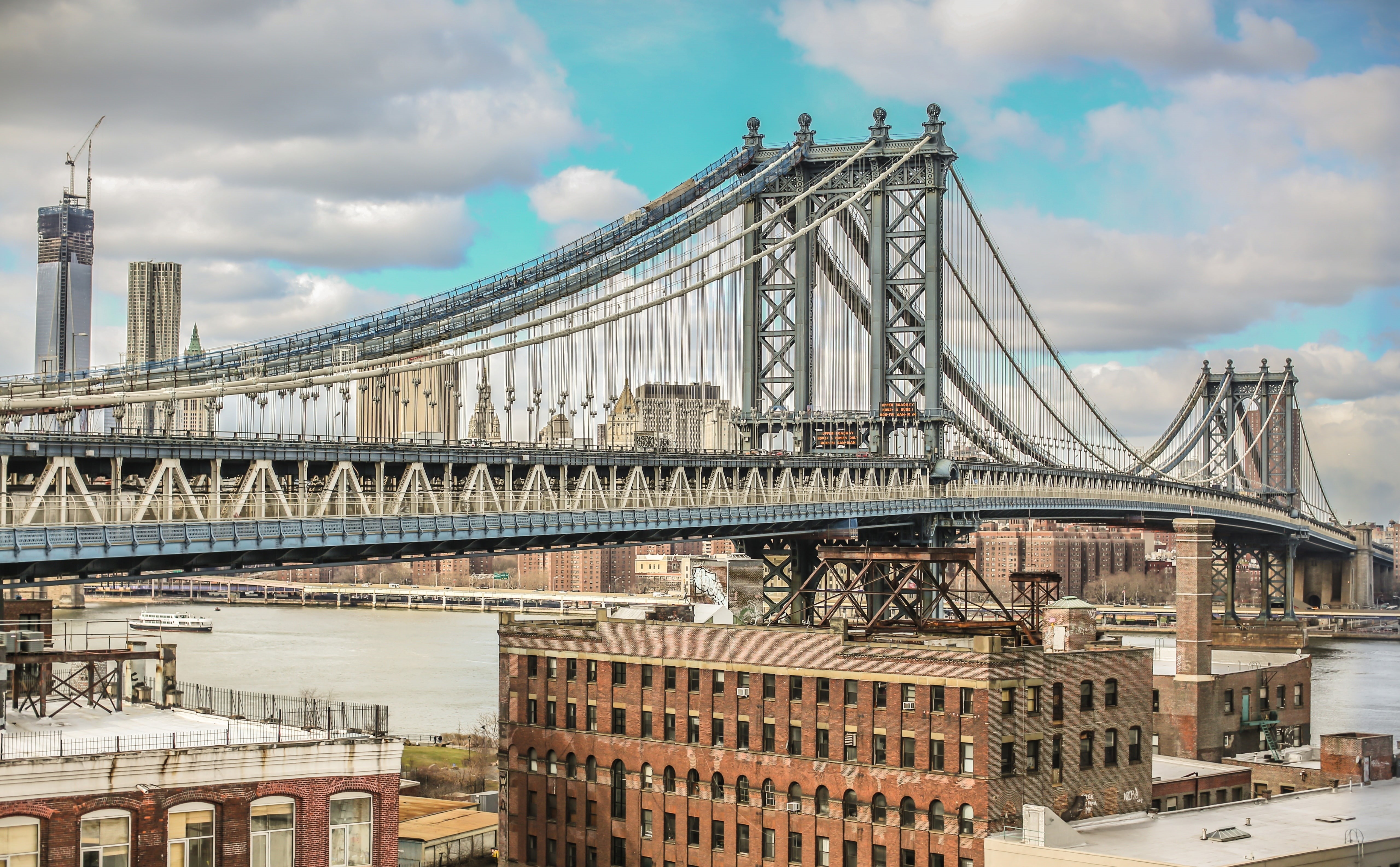 New York, newyorkcity, painting, cloud - sky, unitedstates, 5K, States, outdoors, manhattanbridge, engineering, built structure, day, newyork, America, HD Wallpaper