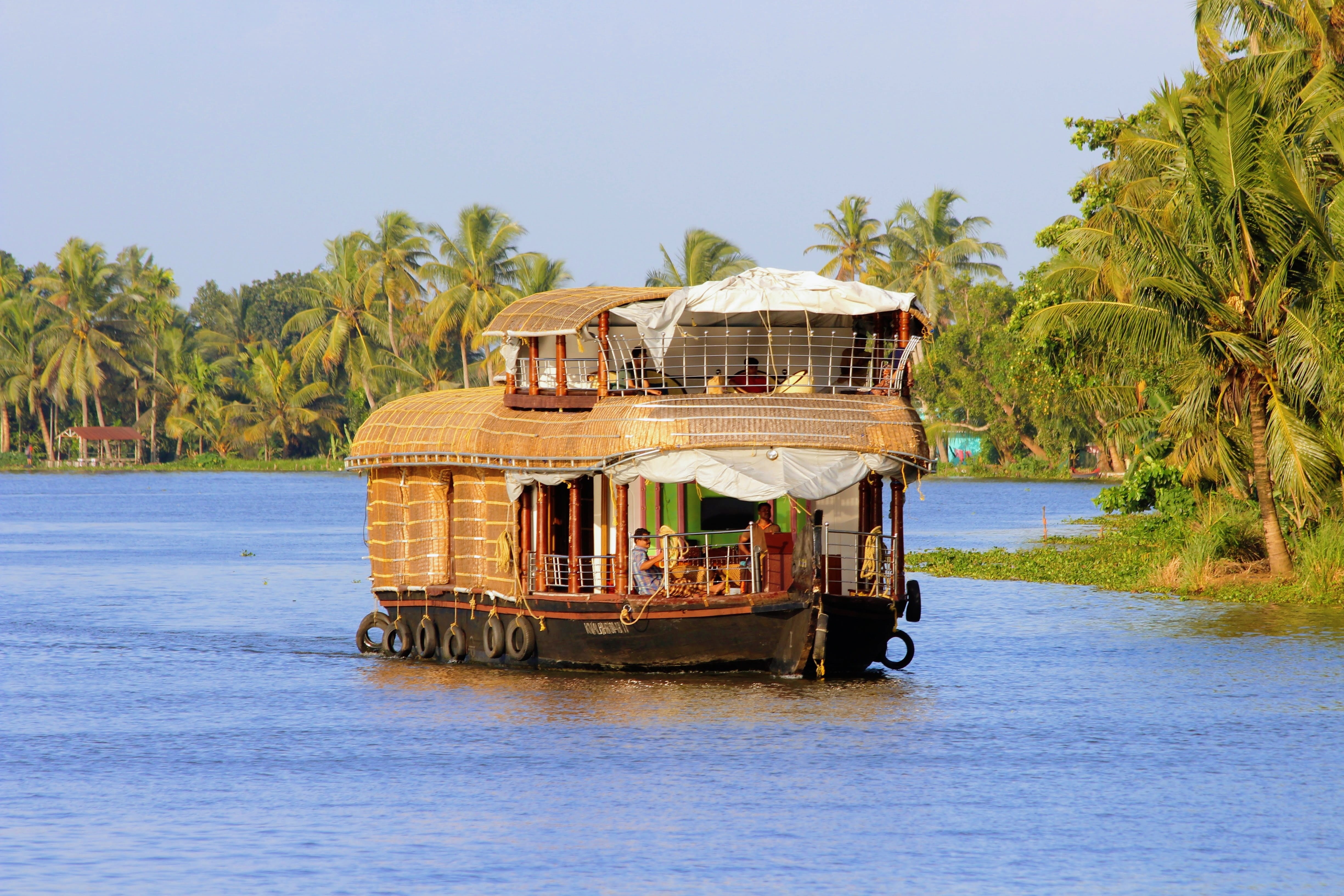 coconut palm tree, tourism, holiday, travel, boa, 4K, house, transportation, trip, vacations, alleppey houseboat, houseboat, houseboat kerala, travel destinations, HD Wallpaper
