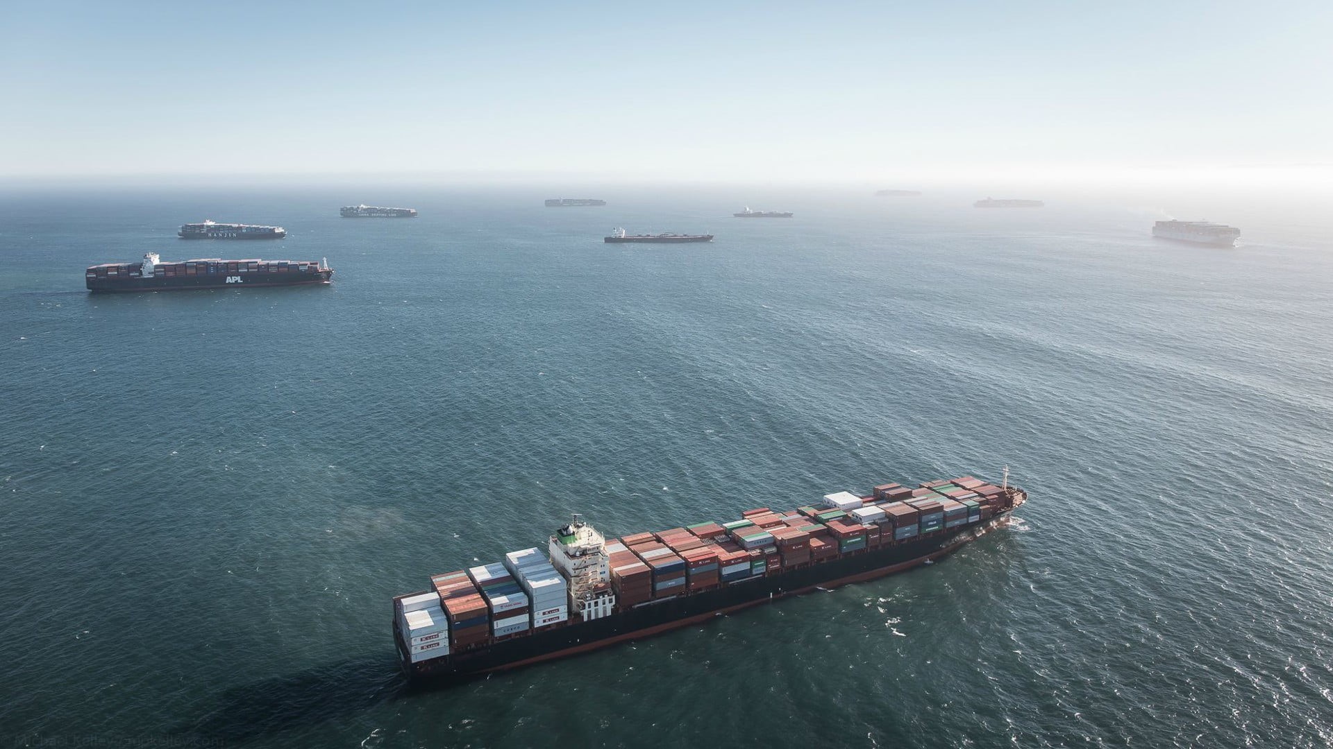 scenics - nature, industrial ship, no people, nautical vessel, container ship, business, transportation, outdoors, 1080P, ship, sailing, aerial view, nature, HD Wallpaper