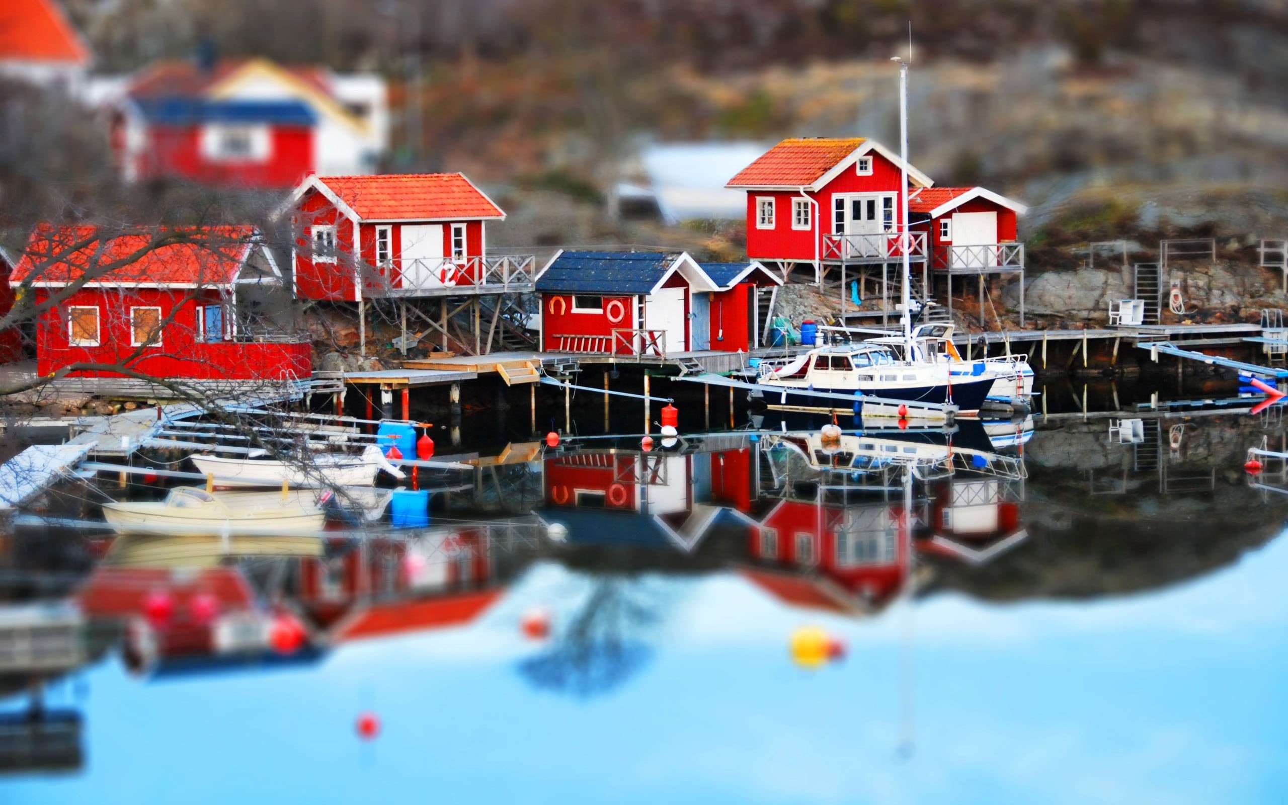 nature, selective focus, pier, cultures, boathouse, color Image, set, town, fishing Industry, mode of transportation, tilt shift, wood - Material, fjord, HD Wallpaper