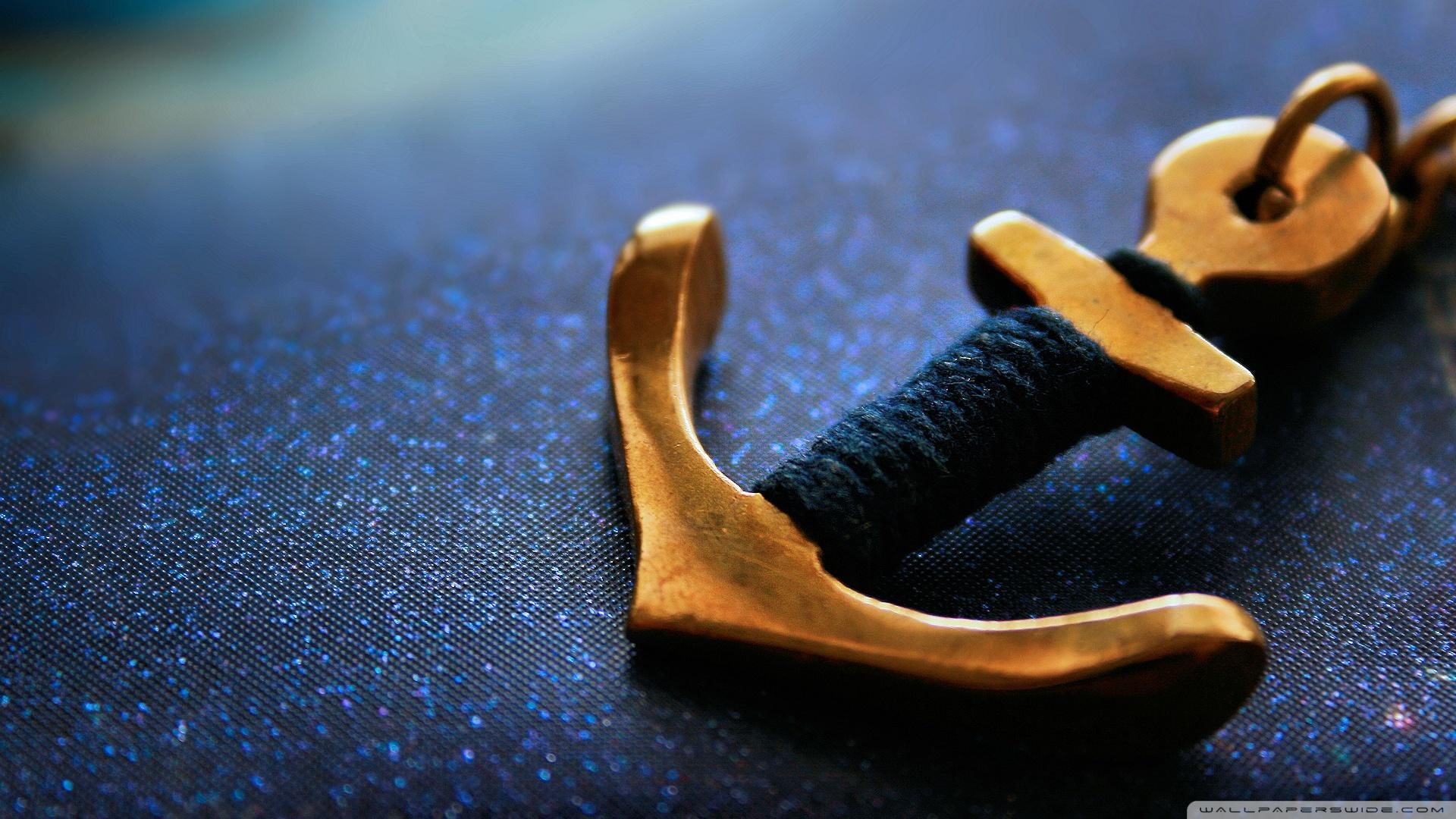 black, little, brass, pendant, 3d and abstract, anchor, 1080P, HD Wallpaper