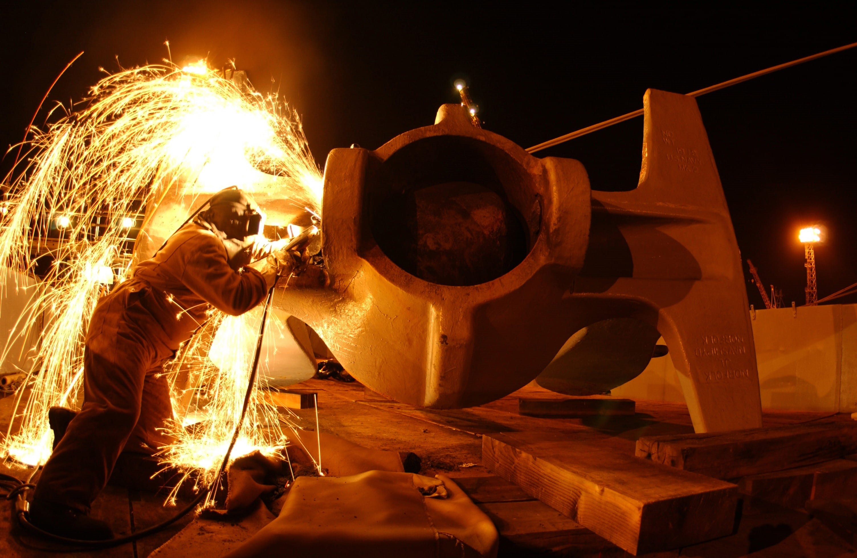 night, fire - natural phenomenon, Ship, motion, Welding, flame, military, grinding, indoors, close-up, warning sign, one person, Welder, long exposure, HD Wallpaper