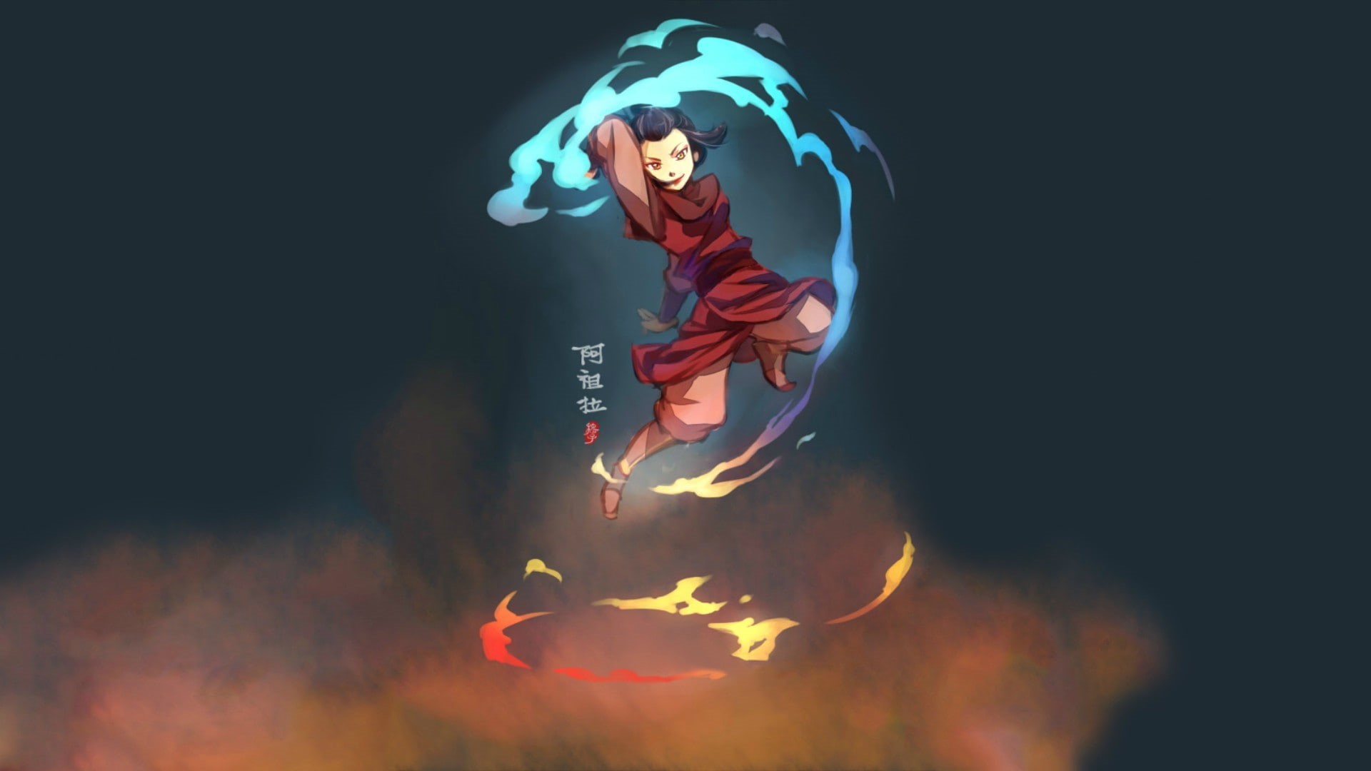 sport, young adult, jumping, adult, outdoors, women, athlete, sports clothing, 1080P, illuminated, black background, Princess Azula, night, nature, mid-air, HD Wallpaper