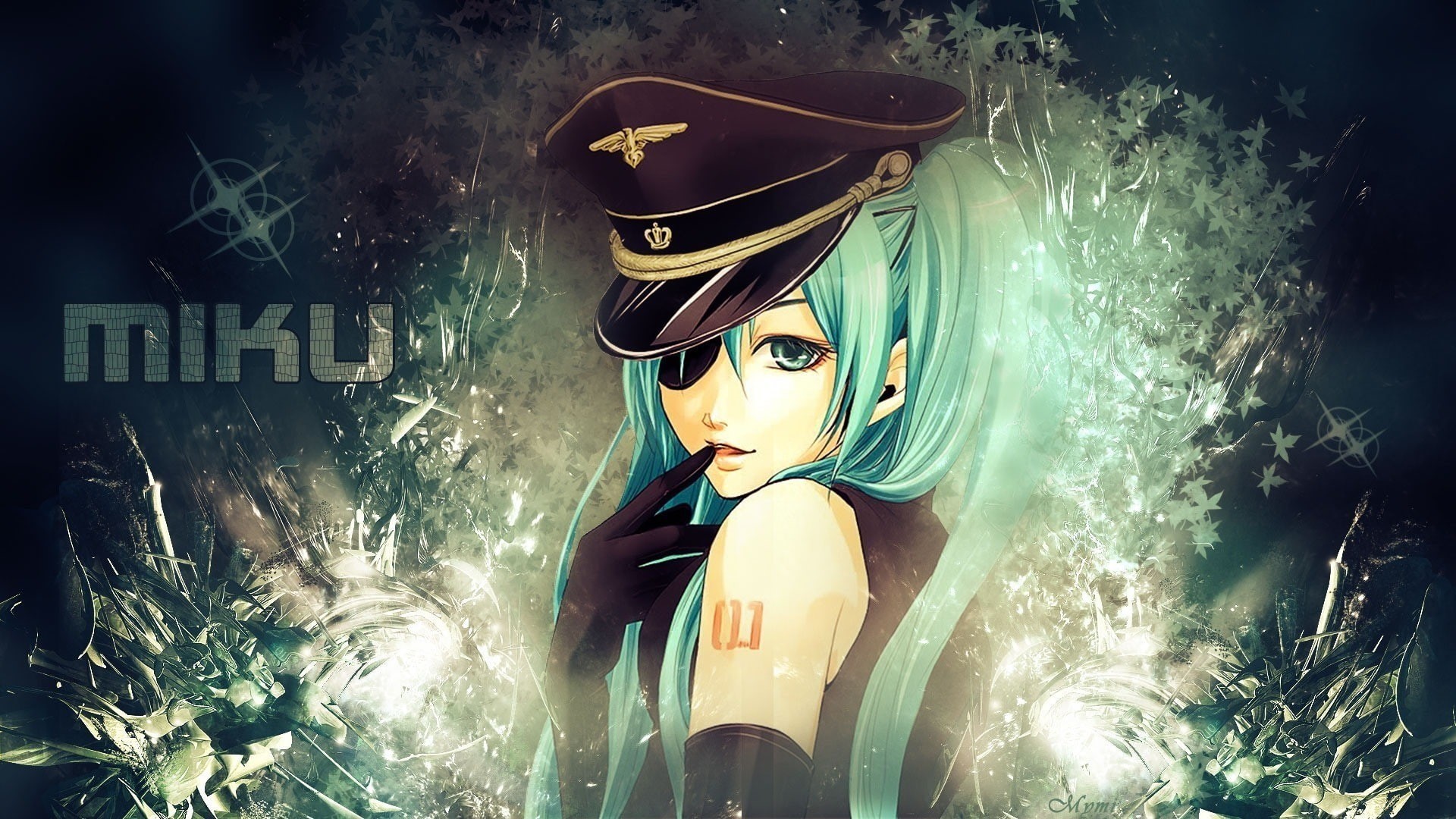 1080P, Vocaloid, Hatsune Miku, anime girls, eye patch, best gril, HD Wallpaper