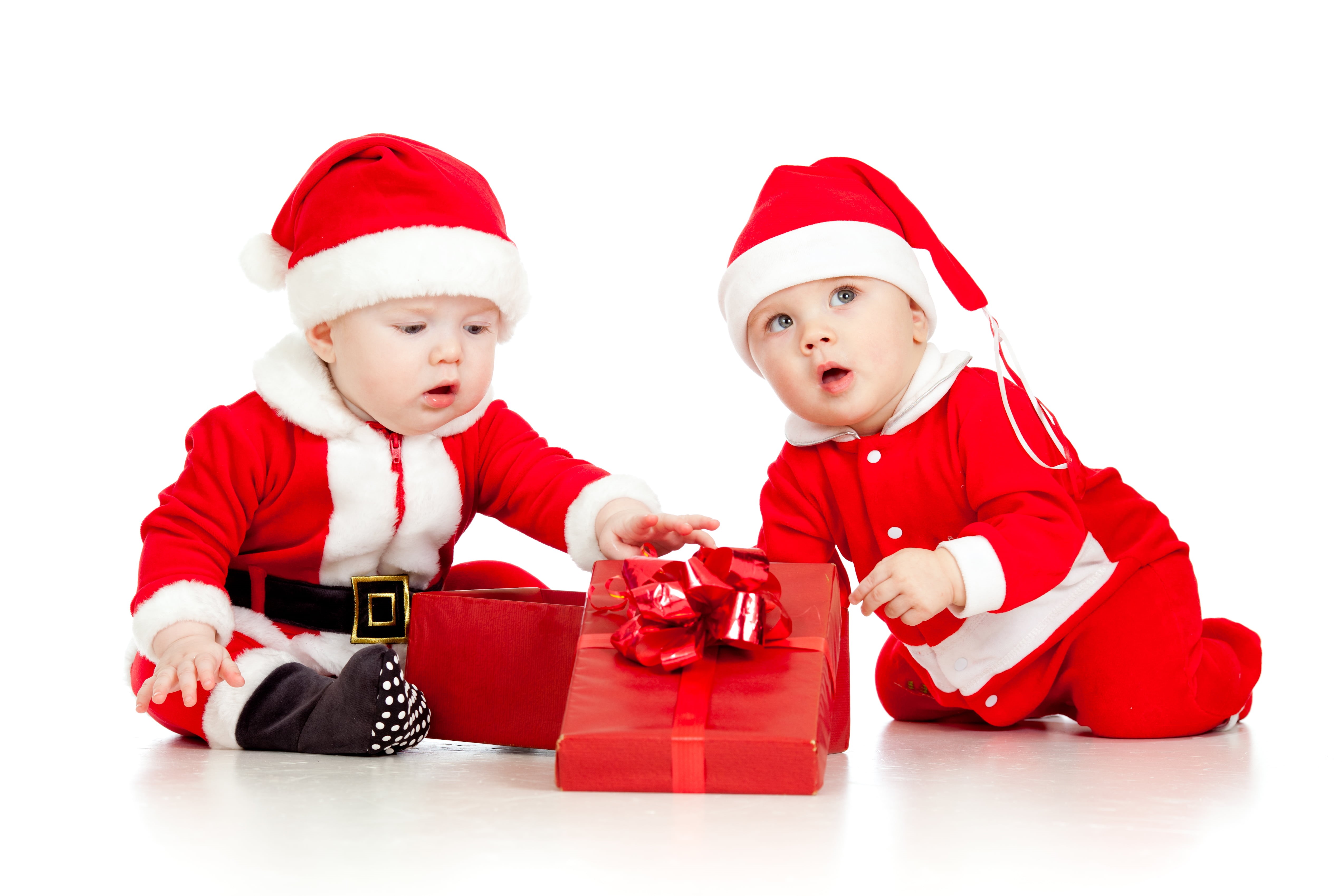 isolated, gift, cute, cut out, hat, costumes, studio shot, white background, front view, fun, child, humor, holiday, human Face, red, New year, surprise, HD Wallpaper