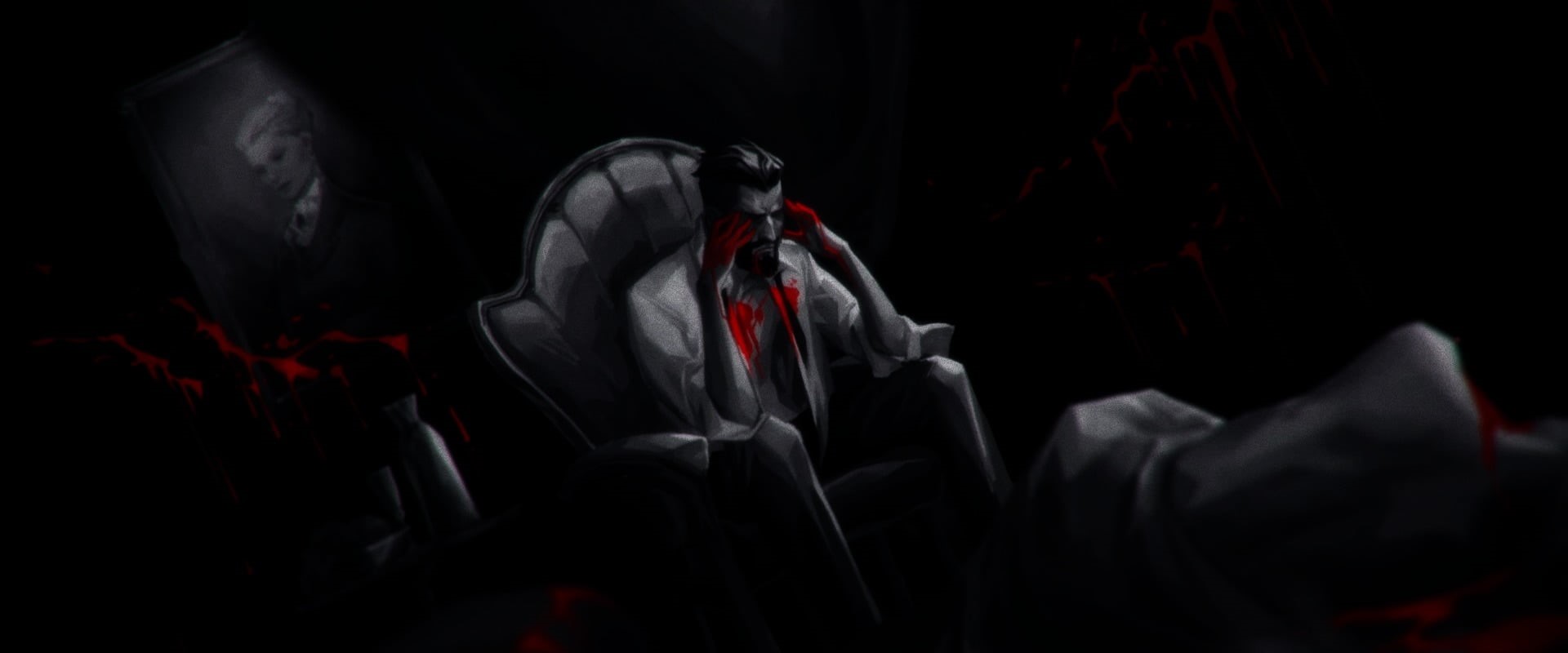 Vampyr, one person, adult, chaos, night, studio shot, hood - clothing, young adult, black, front view, headshot, indoors, blood, suit, unrecognizable person, HD Wallpaper