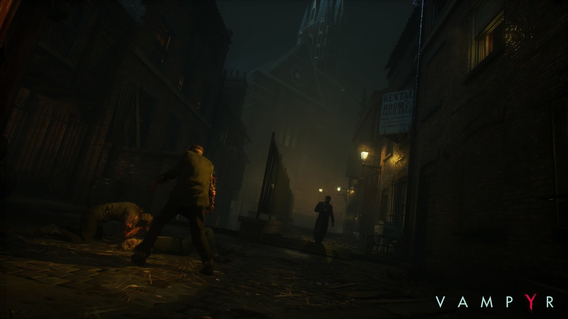 outdoors, dark, location, Vampyr, social issues, 1080P, built structure, illuminated, lifestyles, place, street, city, real people, building, incidental people, HD Wallpaper