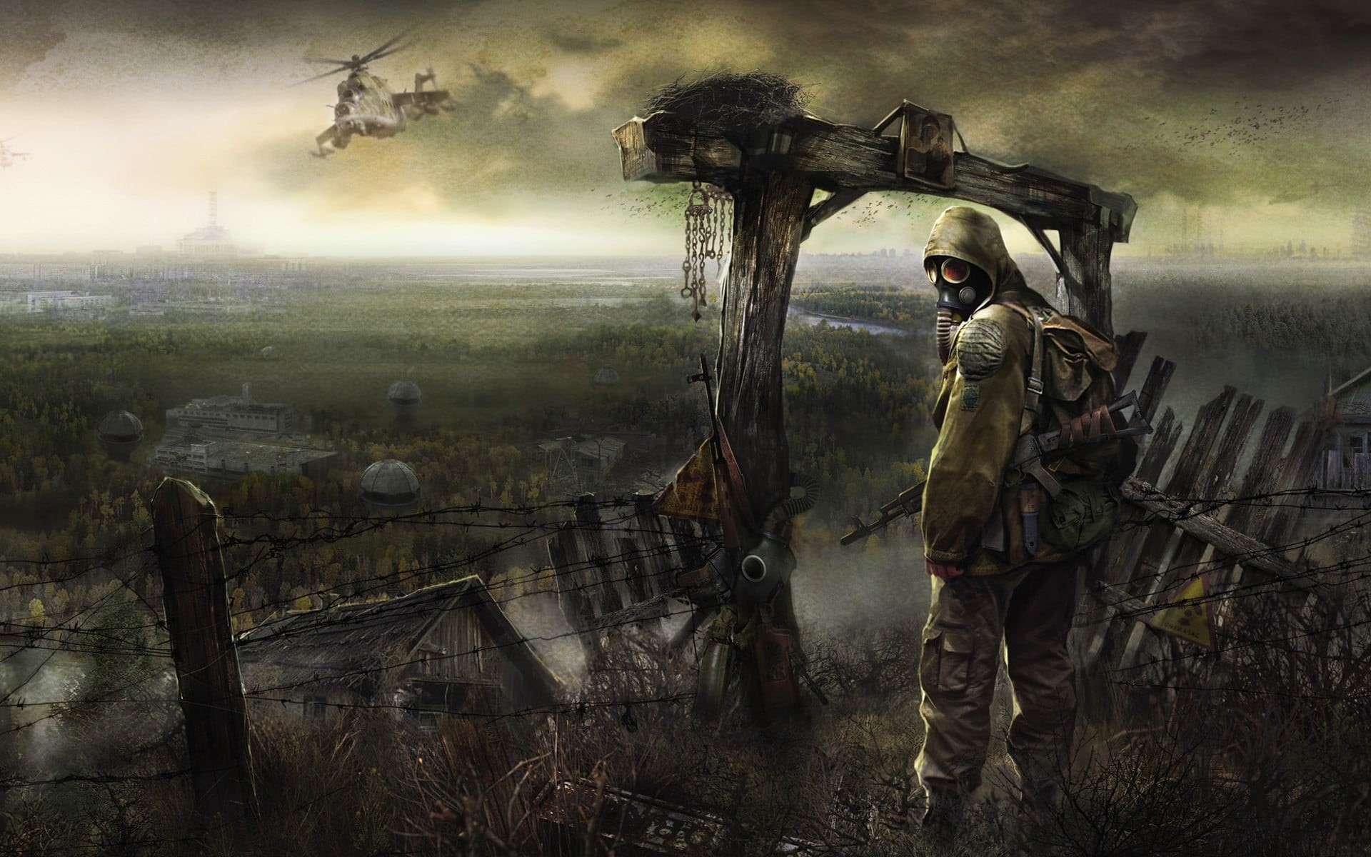clothing, adult, land, 1080P, nature, men, destruction, field, helicopters, apocalyptic, protective workwear, uniform, standing, responsibility, real people, HD Wallpaper