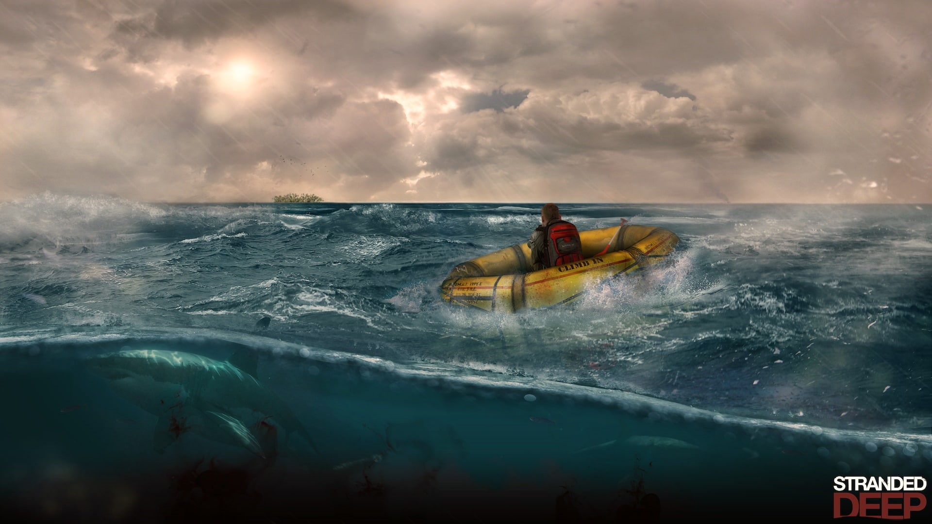 island, sharks, game, 1080P, Stranded deep, survival, the crash, HD Wallpaper