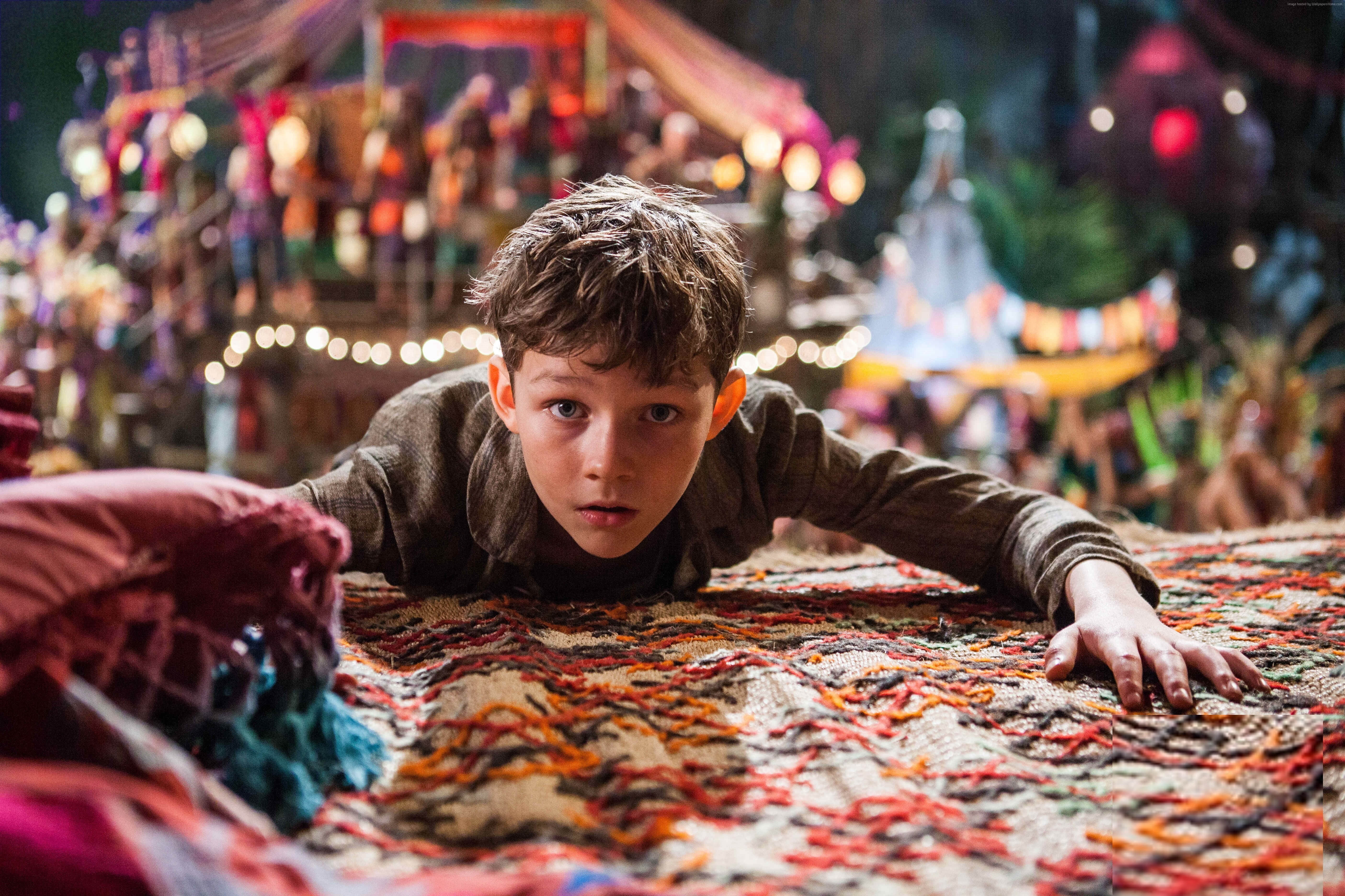 Pan, portrait, headshot, illuminated, front view, Garrett Hedlund, Rooney Mara, 5K, Peter Pan, looking at camera, men, selective focus, child, casual clothing, HD Wallpaper