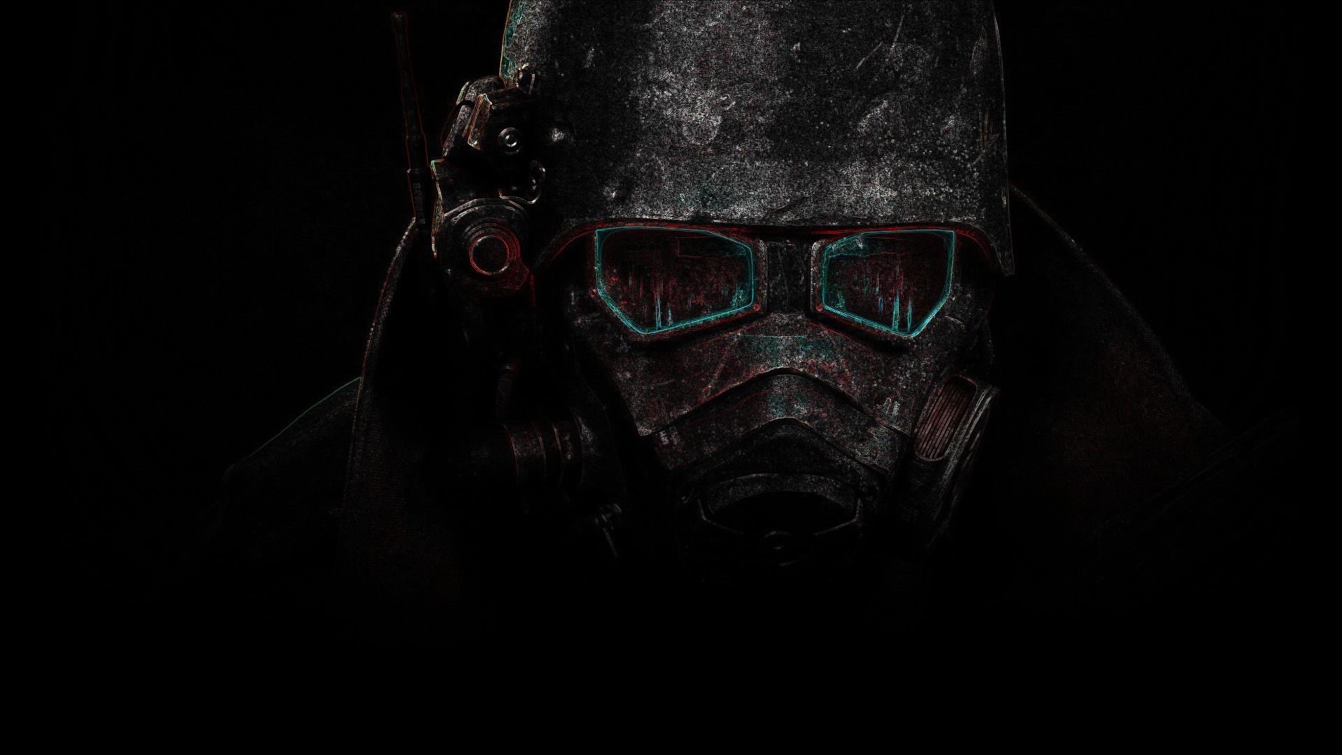 helmet, fallout, dark, mask, black, glasses, man, video games, 1080P, hd, illustration, gas, wearing, HD Wallpaper