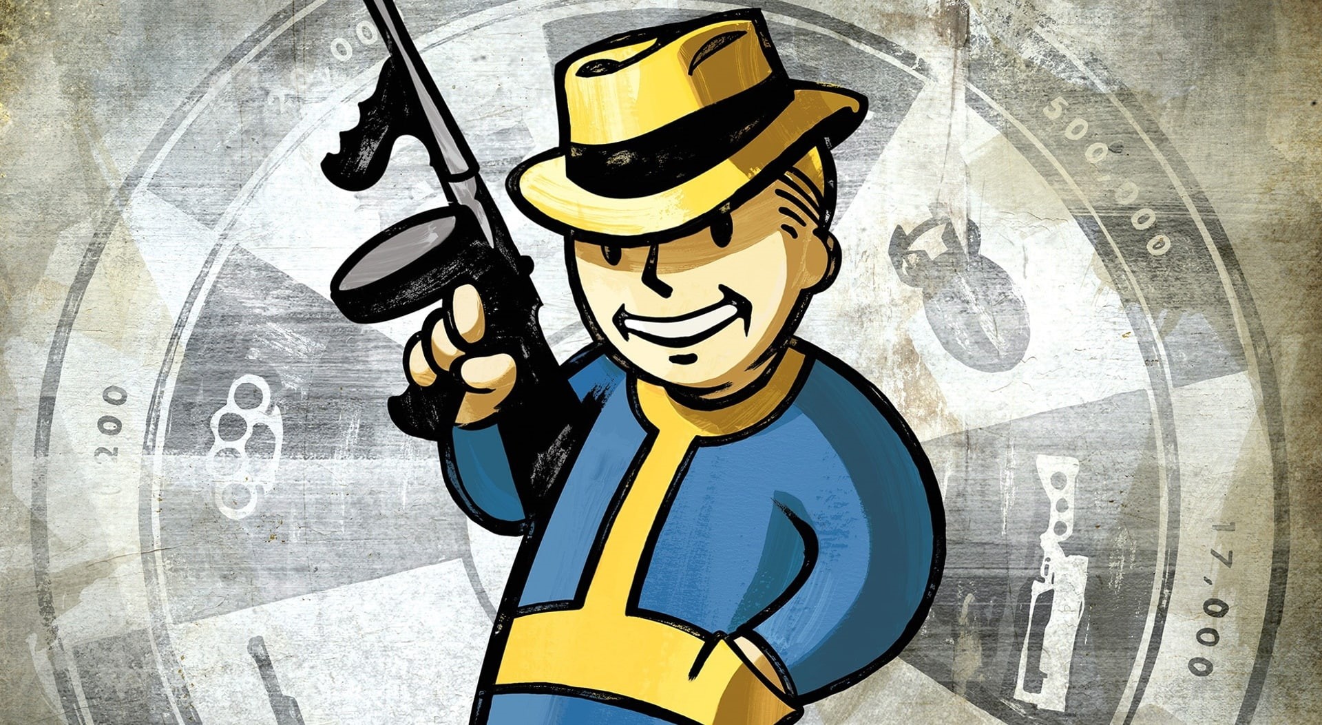 fallout new vegas vault boy, sunlight, boy, close-up, fallout new vegas, vault boy, representation, vault, one person, outdoors, Games, 1080P, yellow, HD Wallpaper