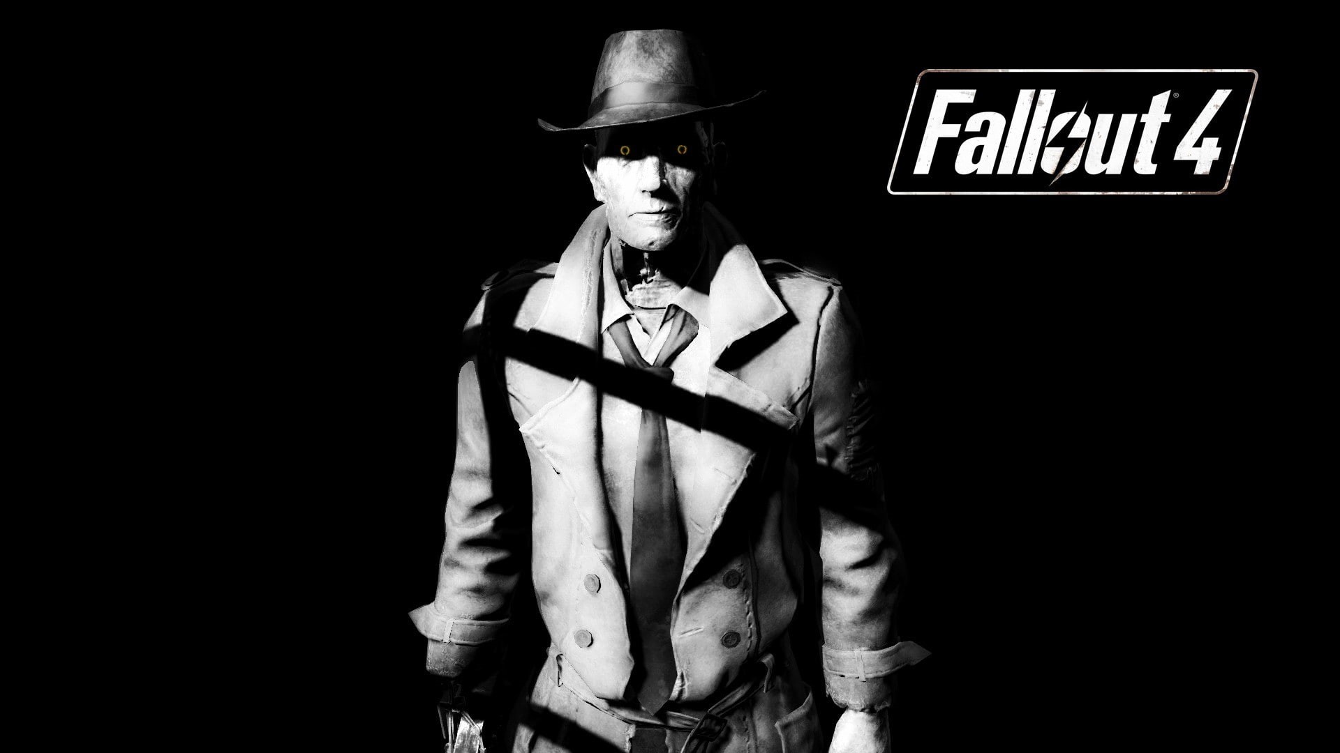 Nick Valentine, black background, human representation, Fallout, Bethesda Softworks, one person, video games, human face, front view, young men, dark, casual clothing, HD Wallpaper