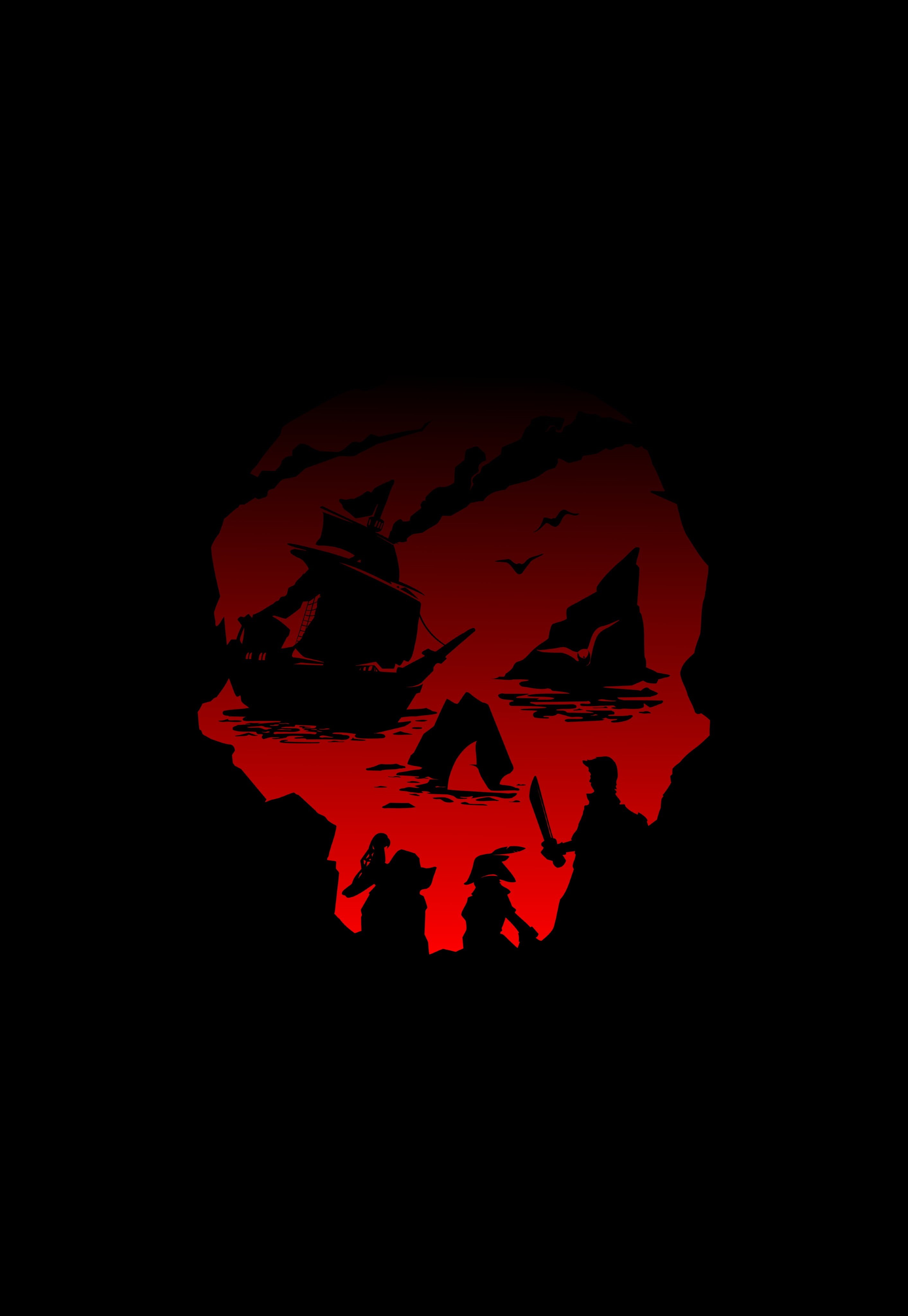 4K, Sea of Thieves, black background, Phone HD Wallpaper